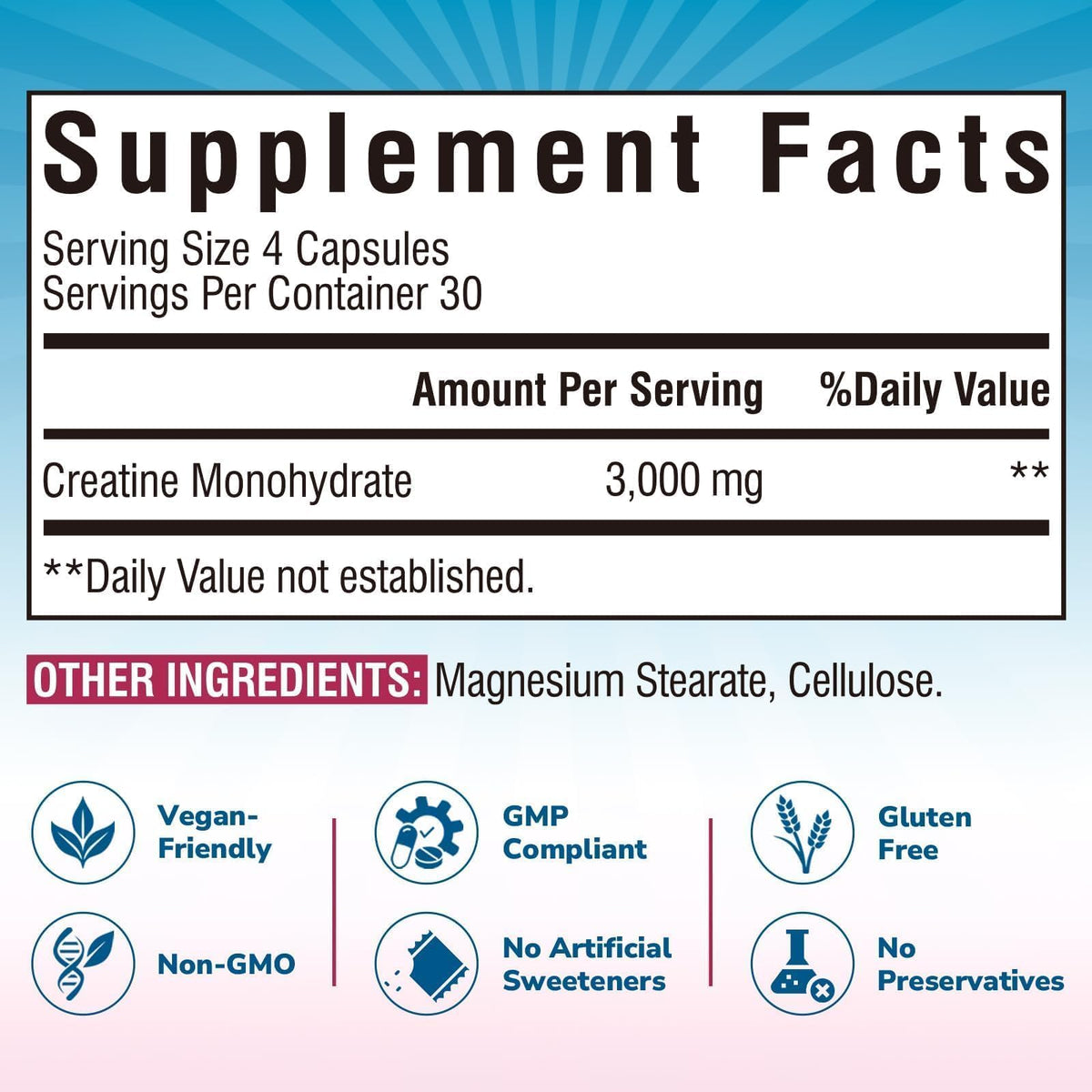 Micronized Creatine Monohydrate 3000 mg 120 Capsules L608655