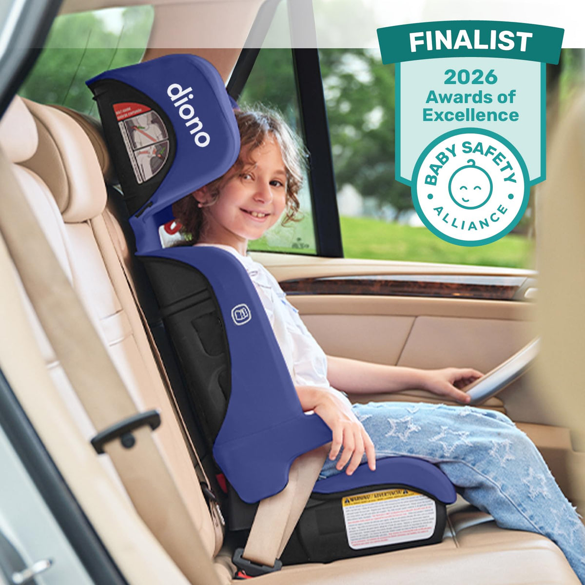 Foldable High Back Booster Seat, 40–100 lbs, Blue W333181