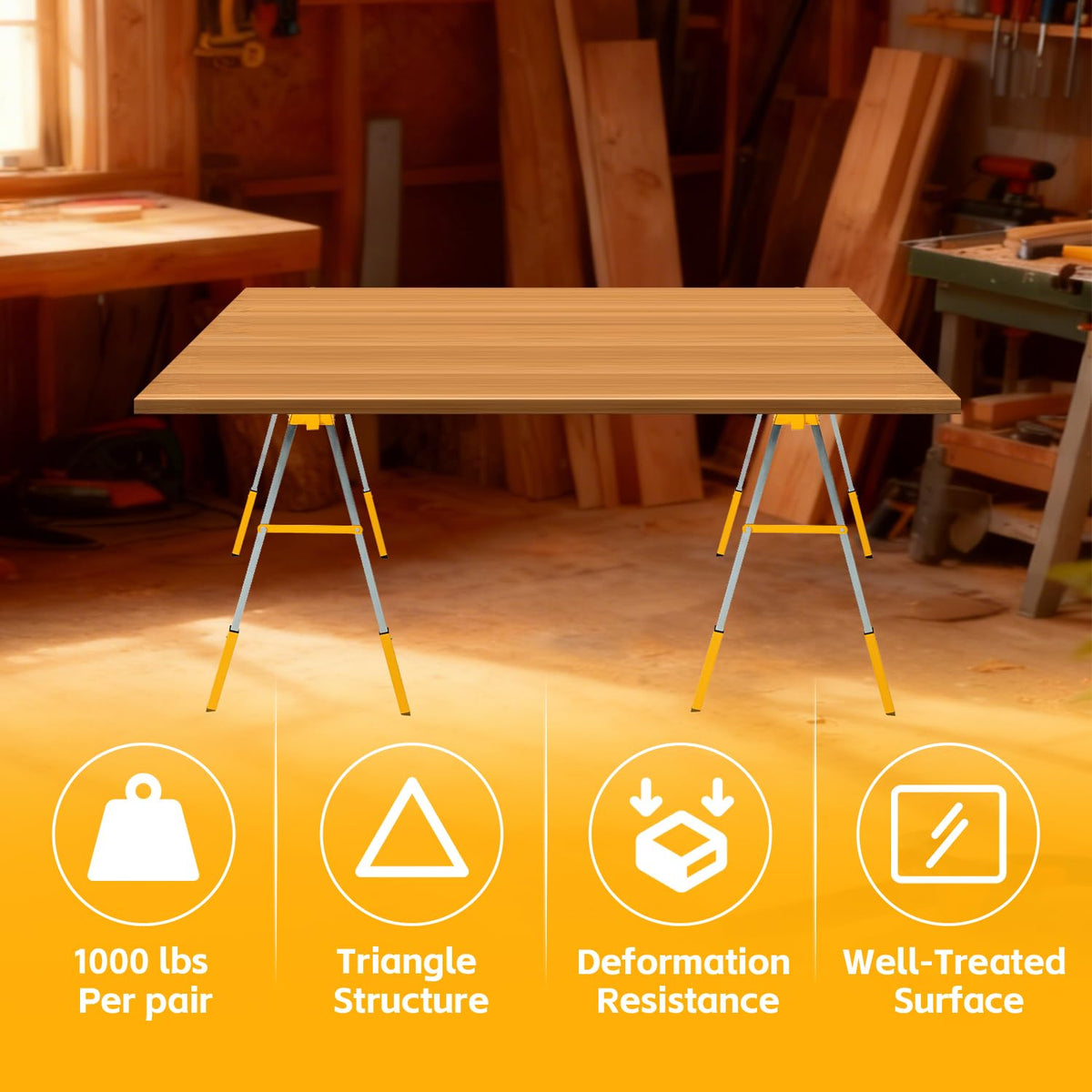 Adjustable Folding Steel Sawhorse 2 Pack R897426