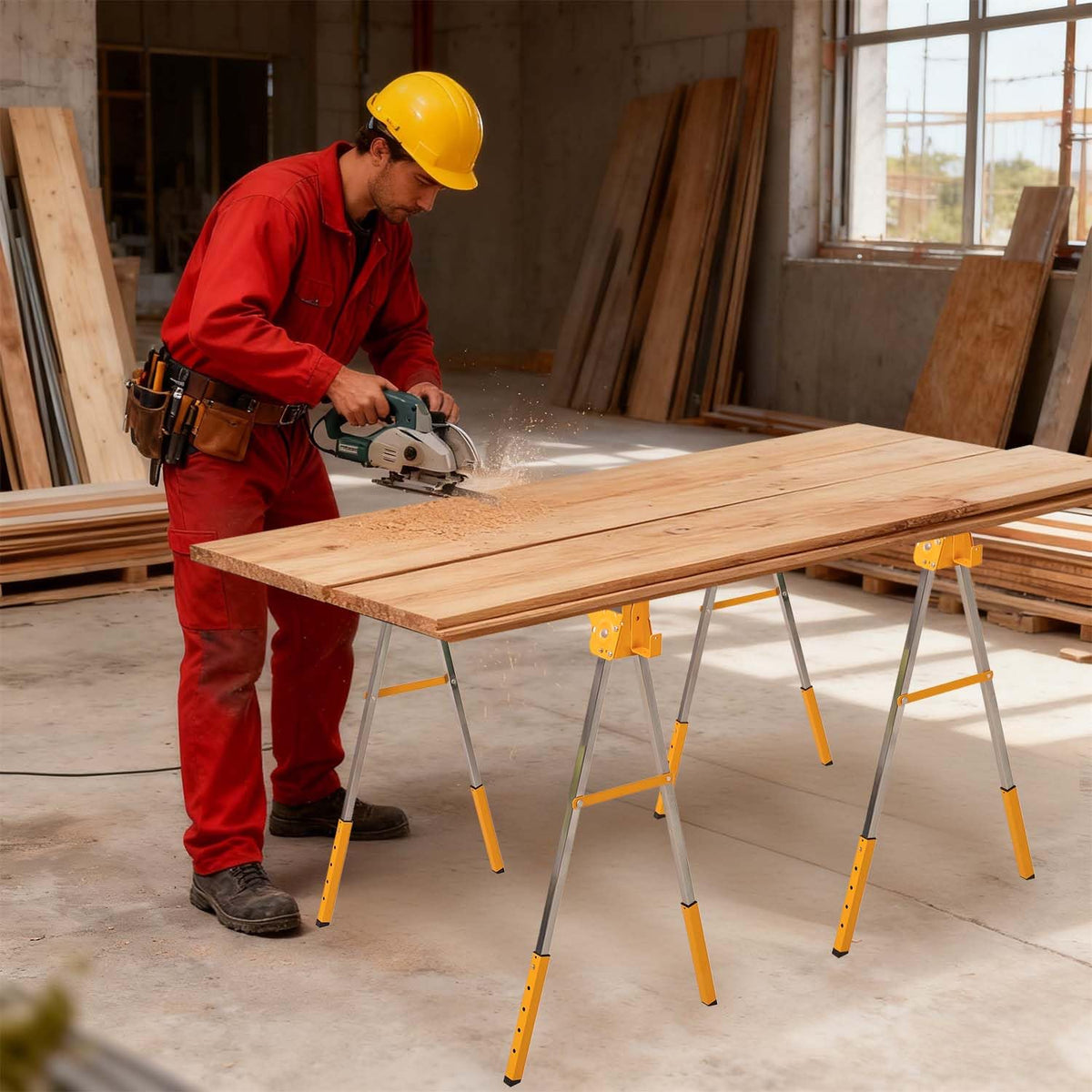 Adjustable Folding Steel Sawhorse 2 Pack R897426