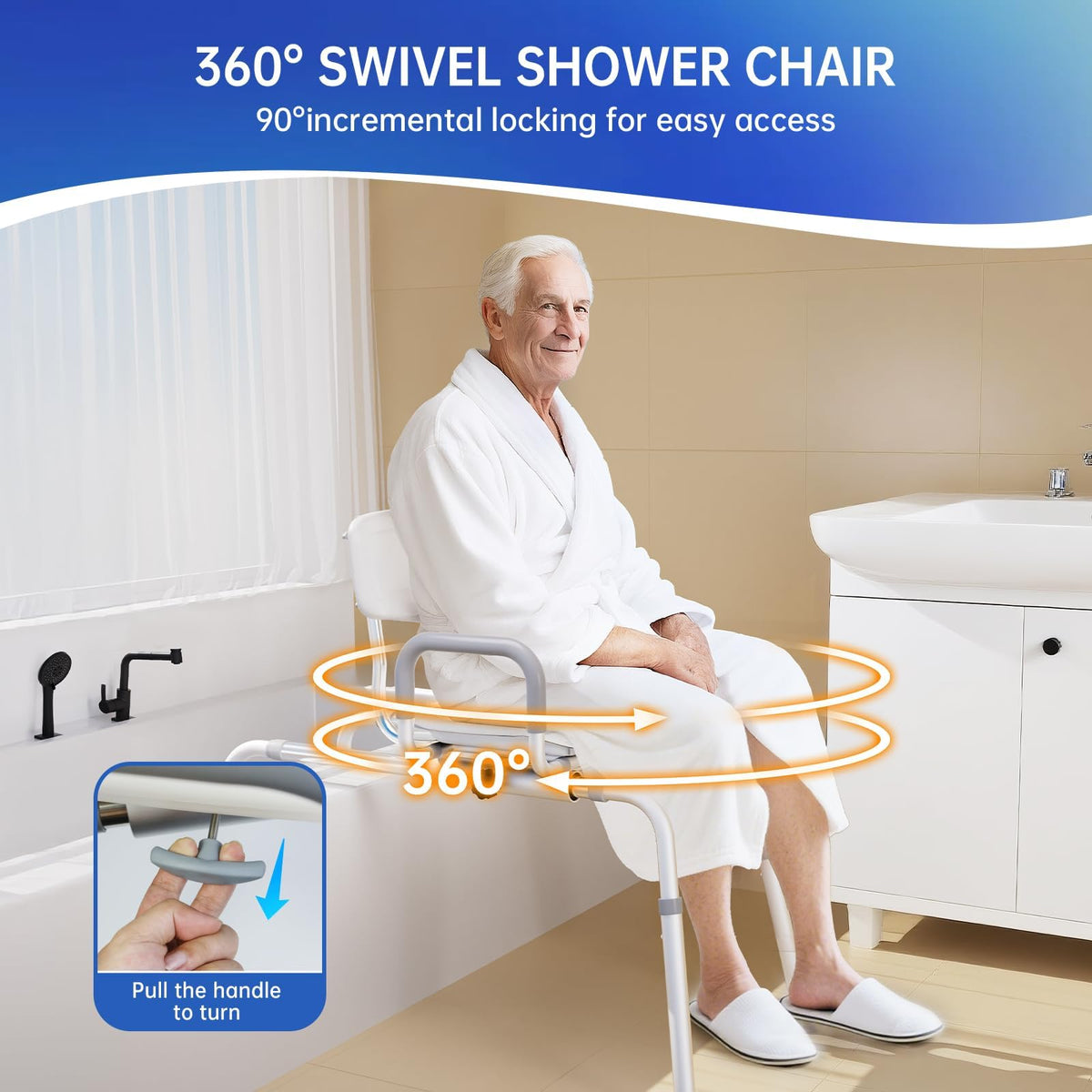 360° Swivel Adjustable Transfer Shower Chair with EVA Seat E6746