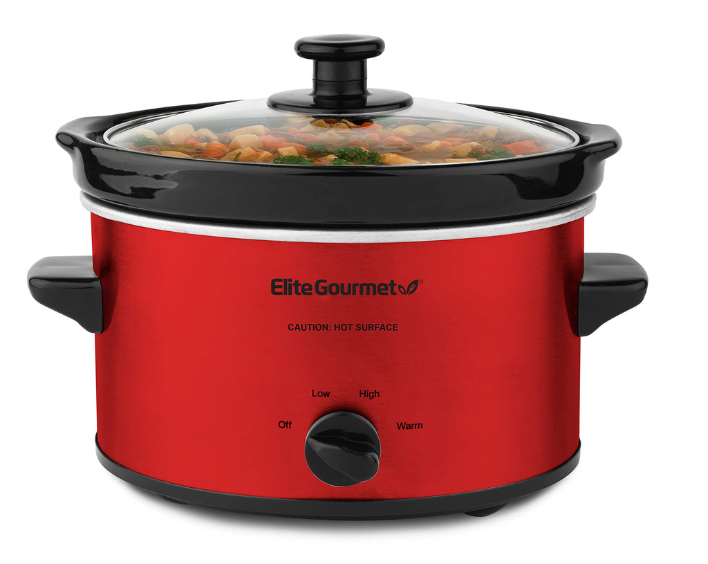 Electric Oval Slow Cooker, 2 Qt, Metallic Red S56185