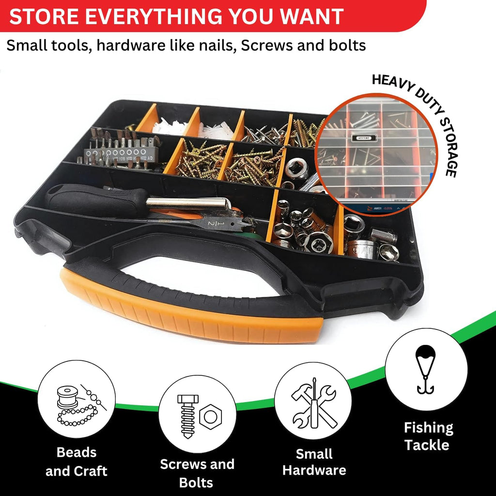 18-Compartment Portable Plastic Hardware Organizer Box A522548