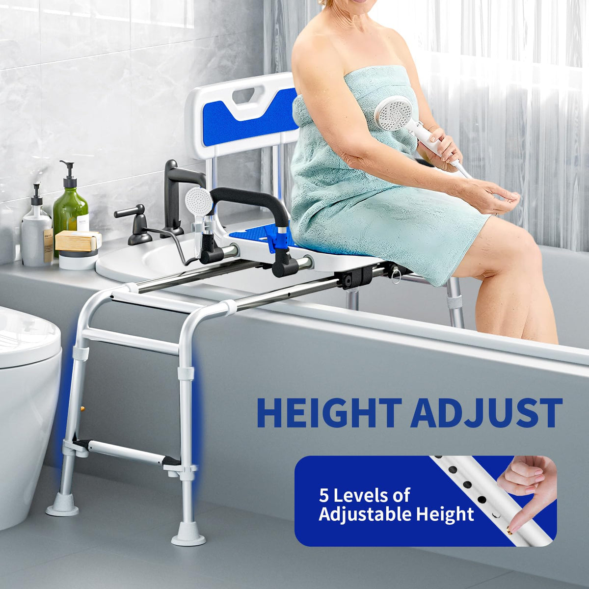 Sliding Shower Chair with Arms and Back R2994