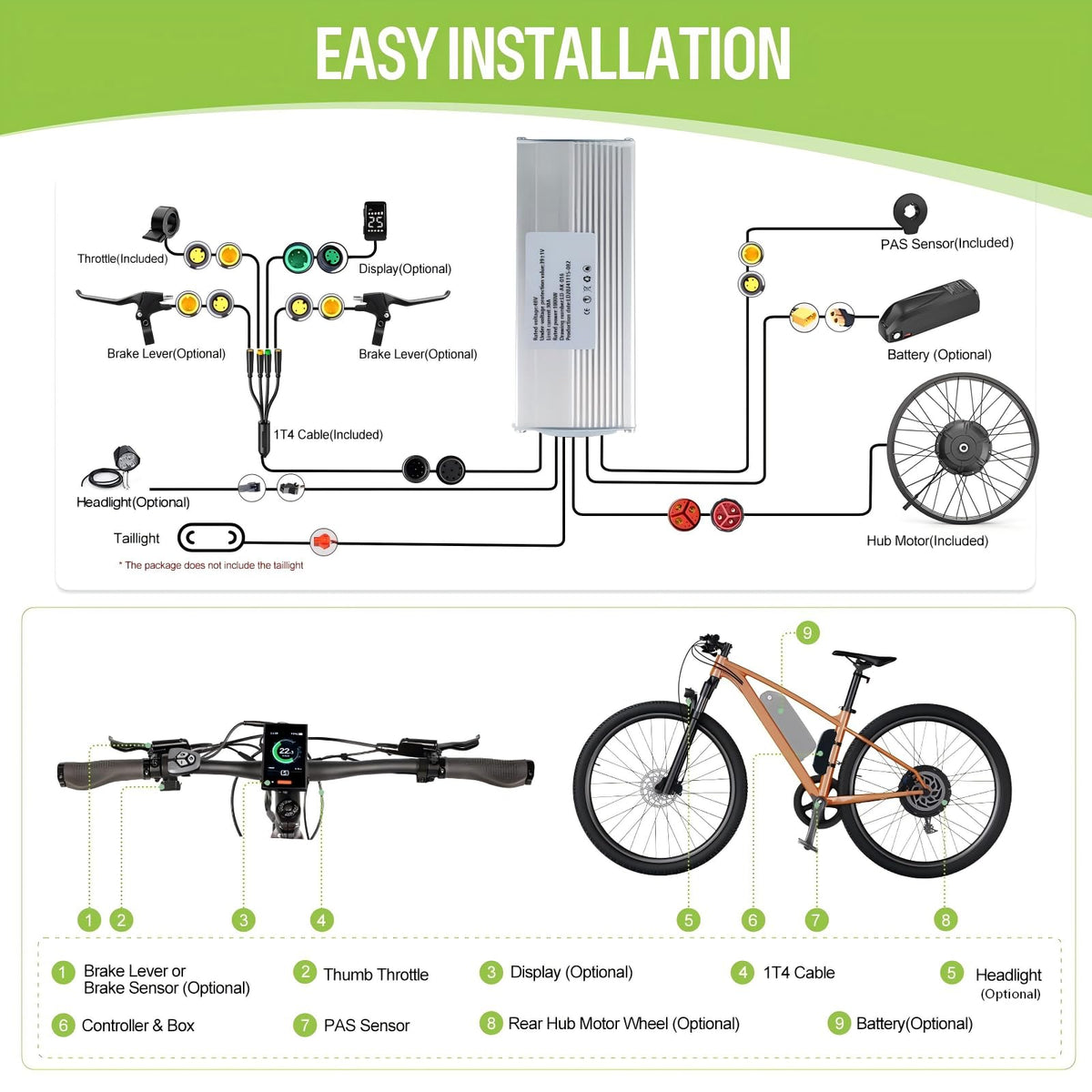 1000W Rear Hub Motor Fat Tire Ebike Conversion Kit I111252