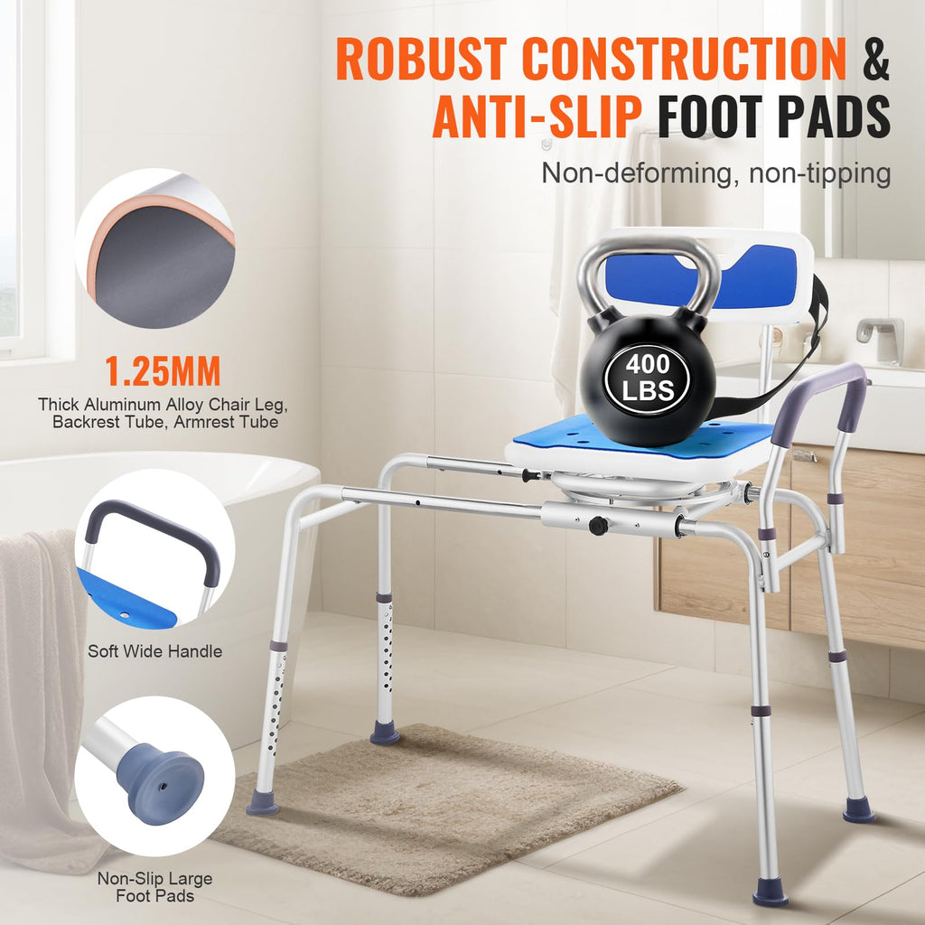 Sliding Tub Transfer Bench with 360 Degree Swivel Seat W1257
