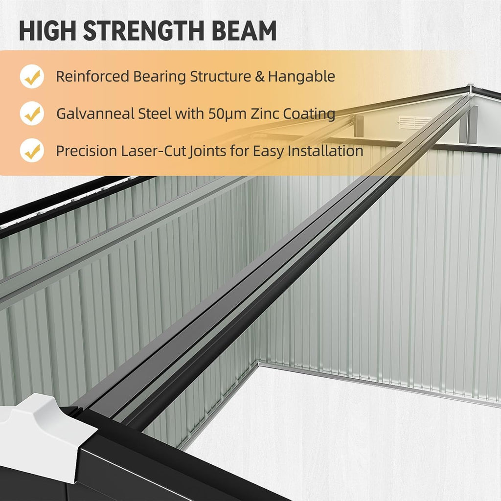 Brown Galvanized Steel Outdoor Storage Shed M353266