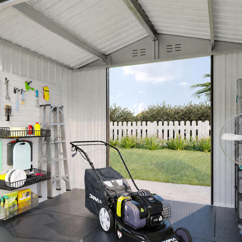 Brown Galvanized Steel Outdoor Storage Shed M353266