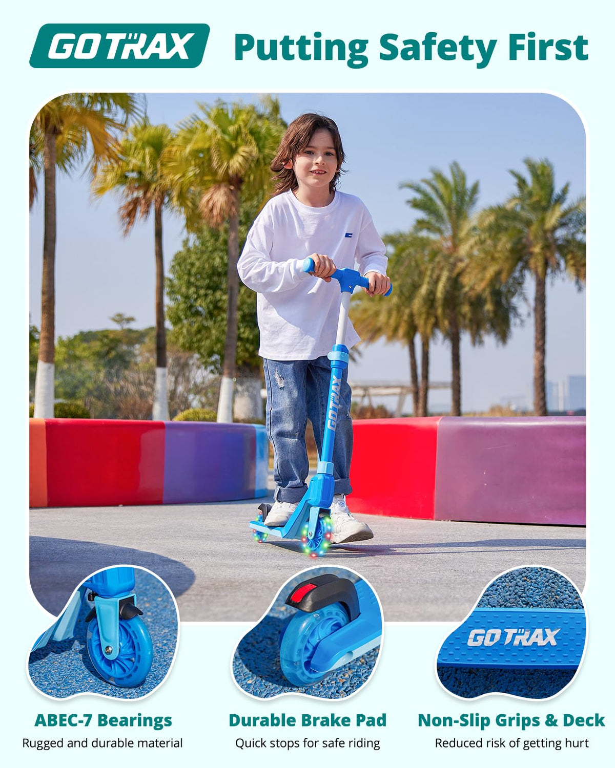 Kids Kick Scooter LED Light 2 Wheels A60843