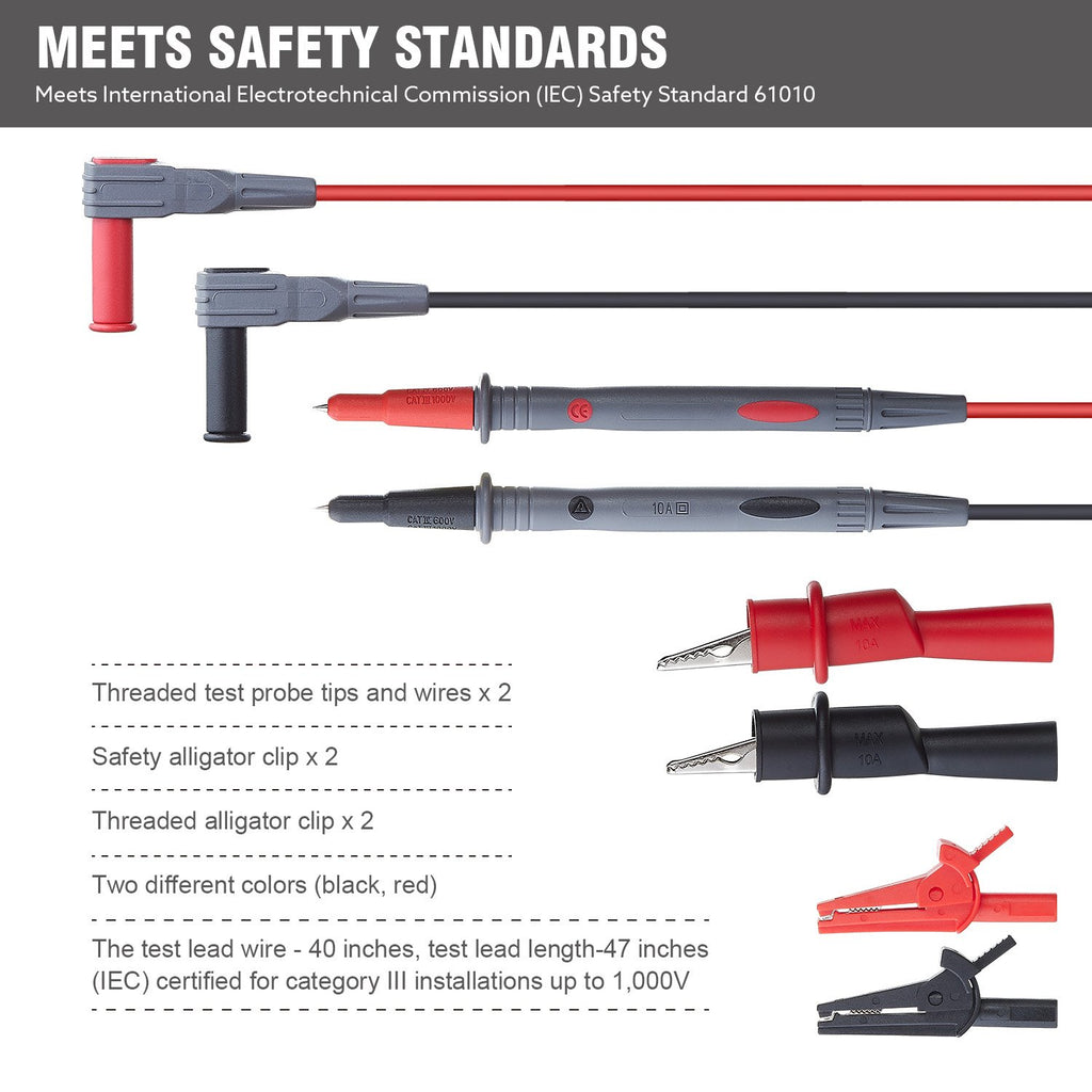 Silicone Multimeter Test Leads with Alligator Clips E269852