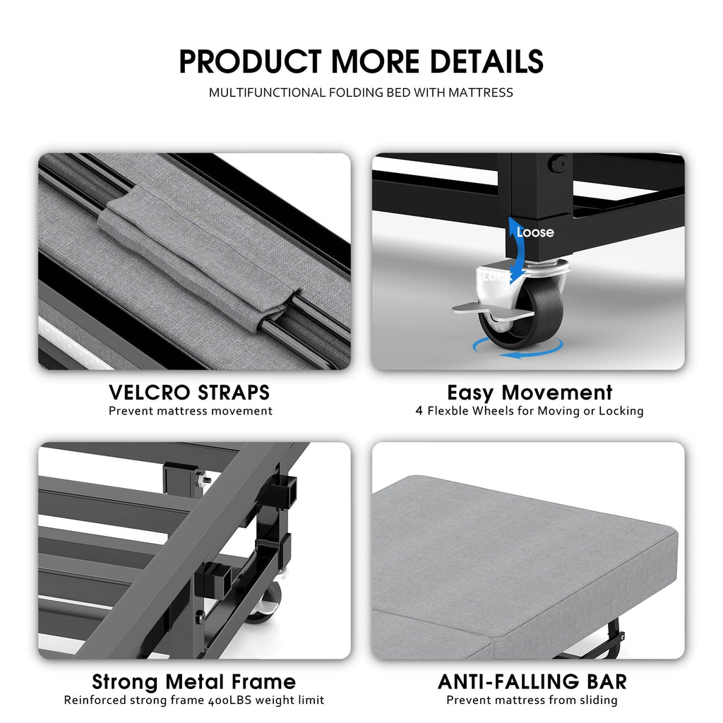 Folding Bed with Mattress P70017