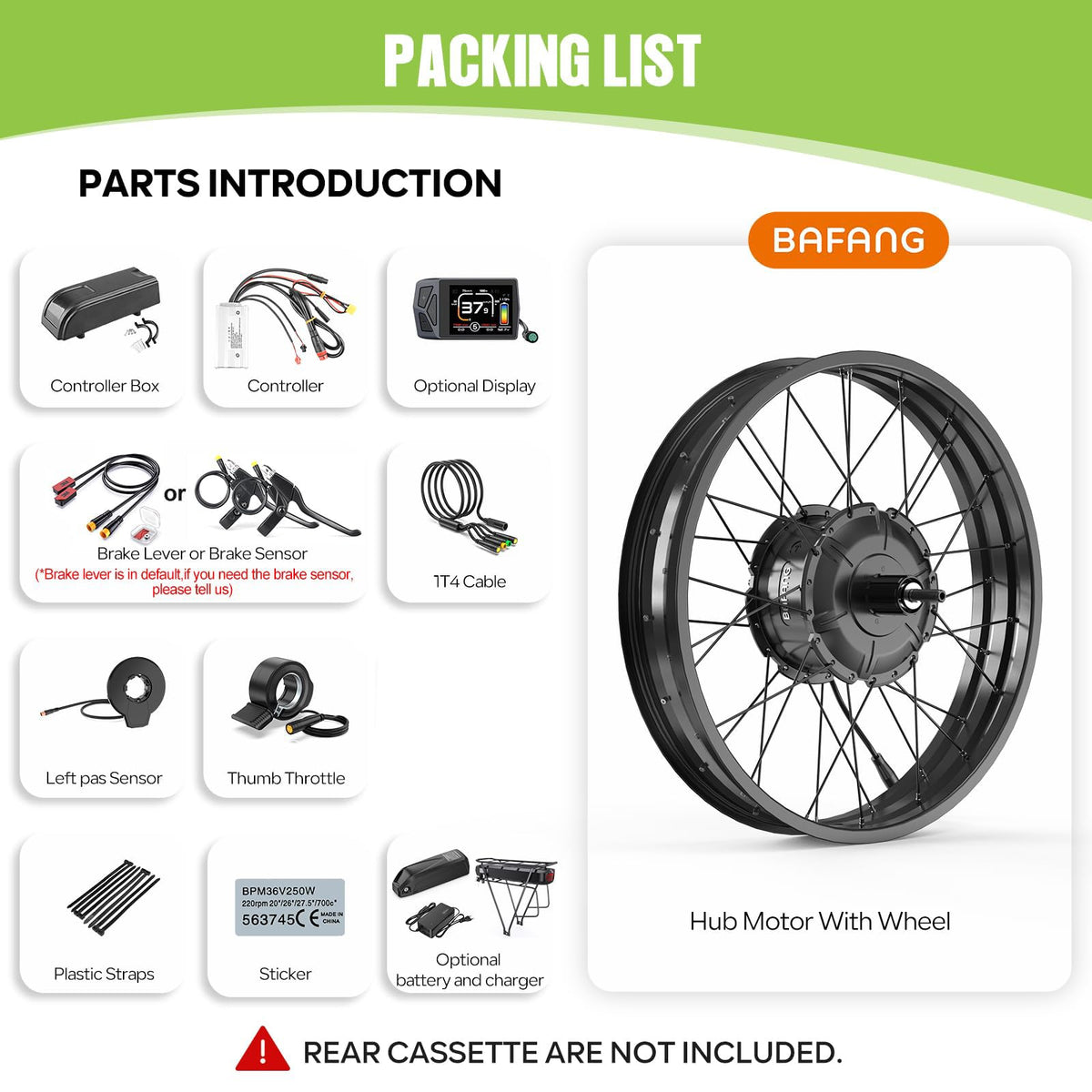 1000W Rear Hub Motor Fat Tire Ebike Conversion Kit I111252