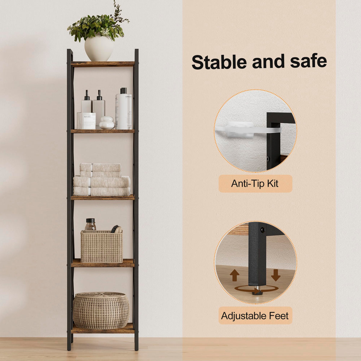5 Tier Metal Bookshelf J987