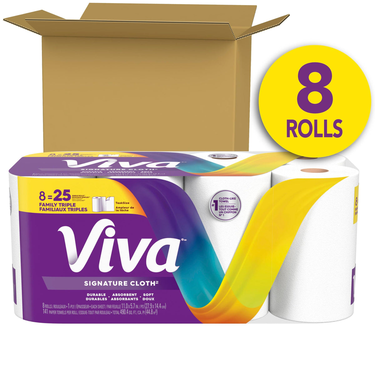 Cloth Paper Towels, 8 Triple, 141 Sheets per Roll M670164