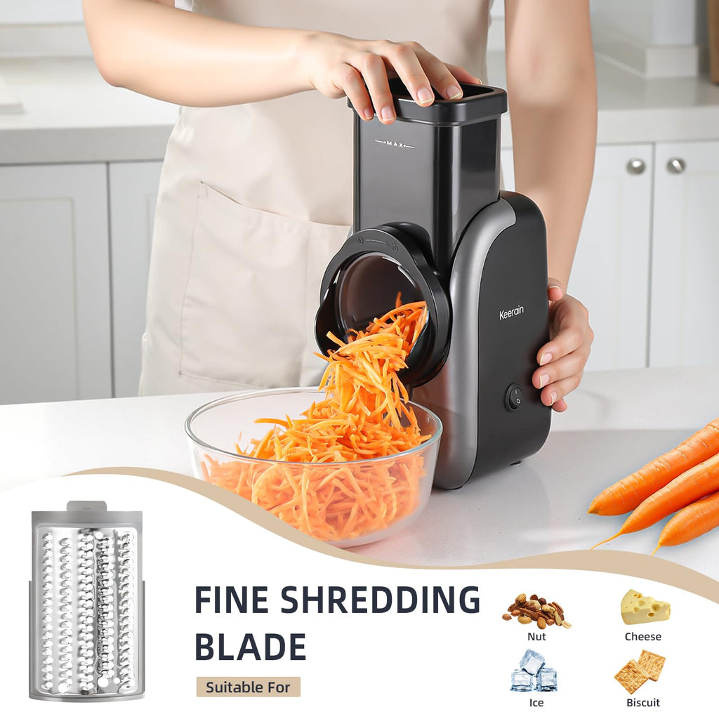 Electric Vegetable Slicer and Cheese Grater with 4 Stainless Steel Blades E6576