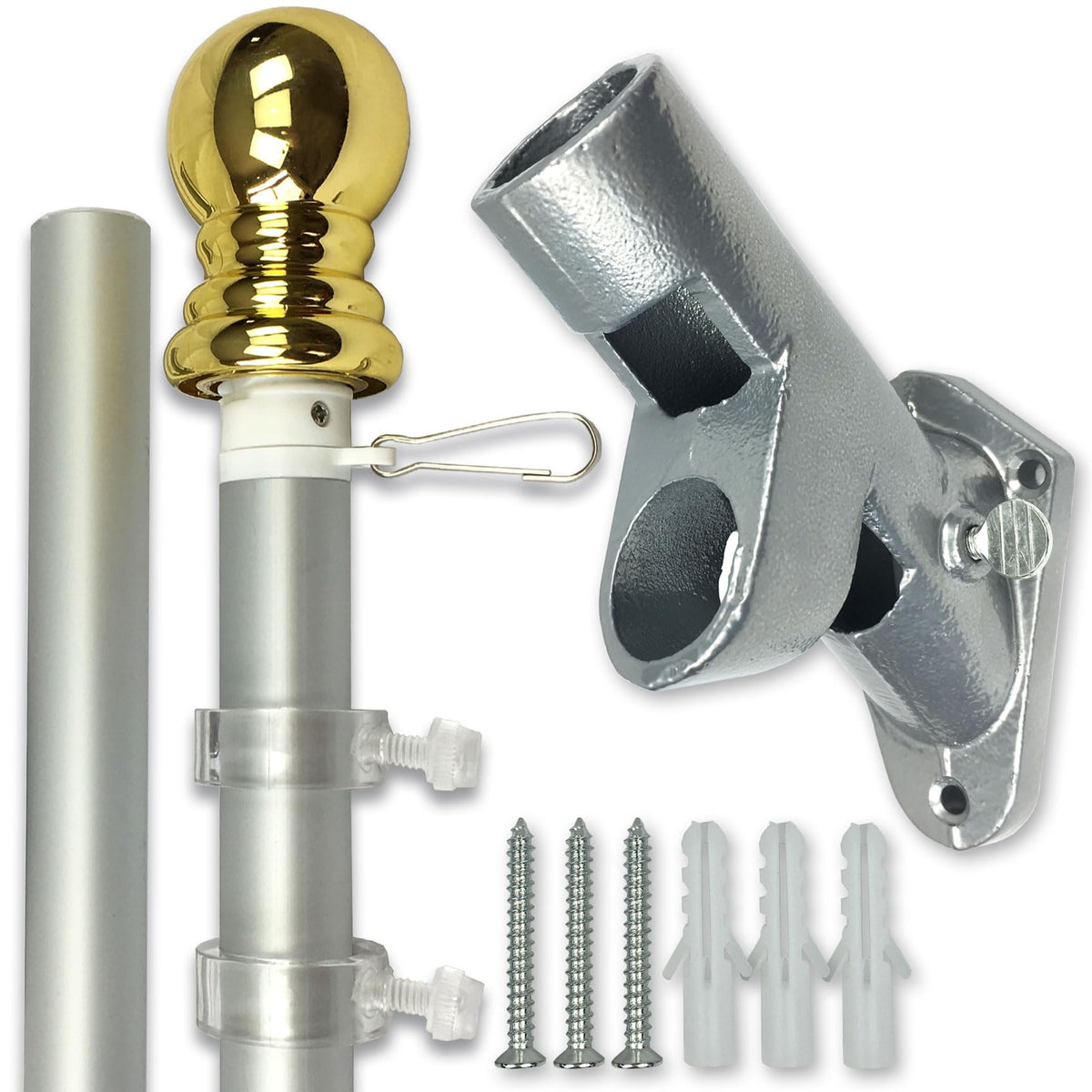 Flag Pole and Bracket Kit Brushed Aluminum H5090