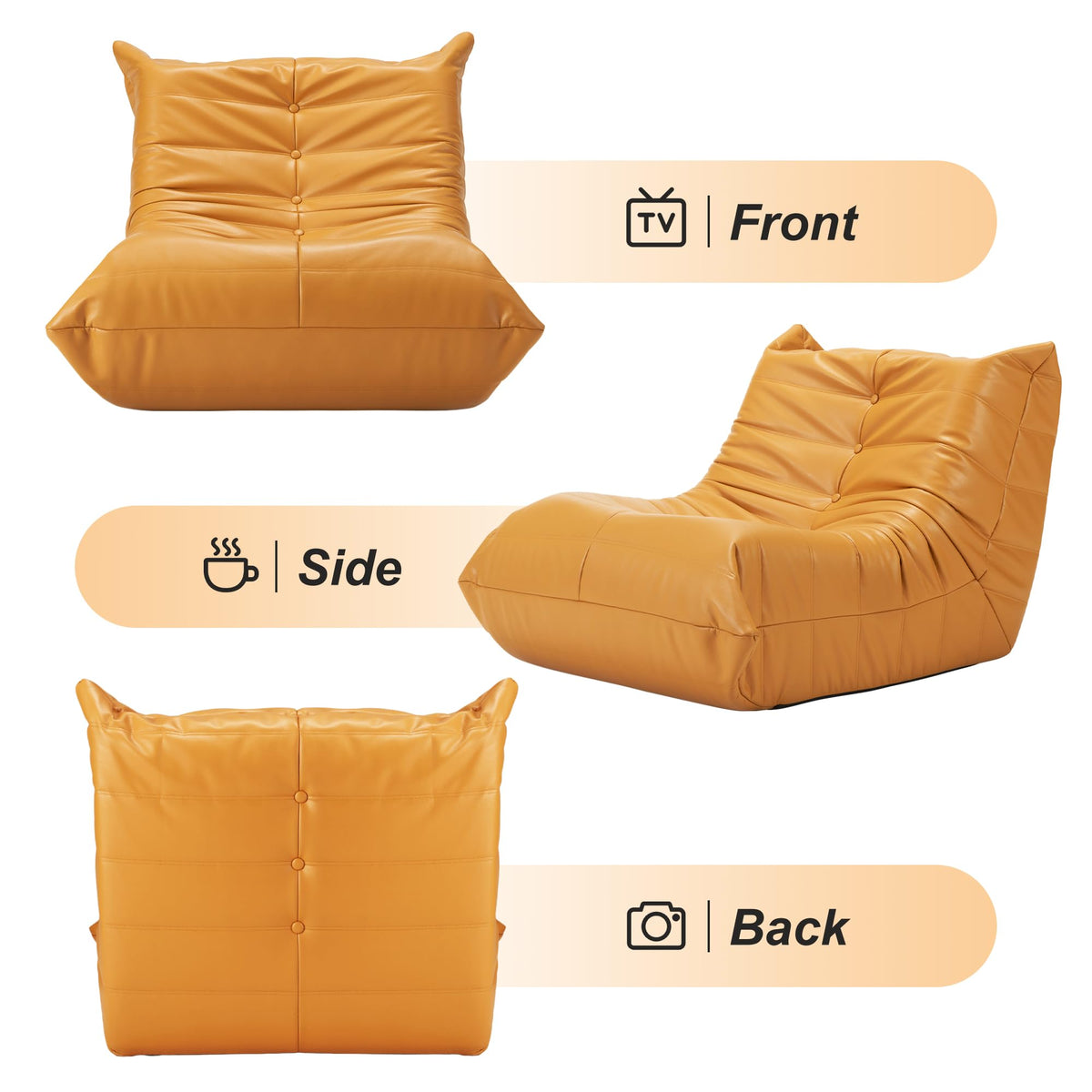 Leather Memory Foam Bean Bag Chair I316240