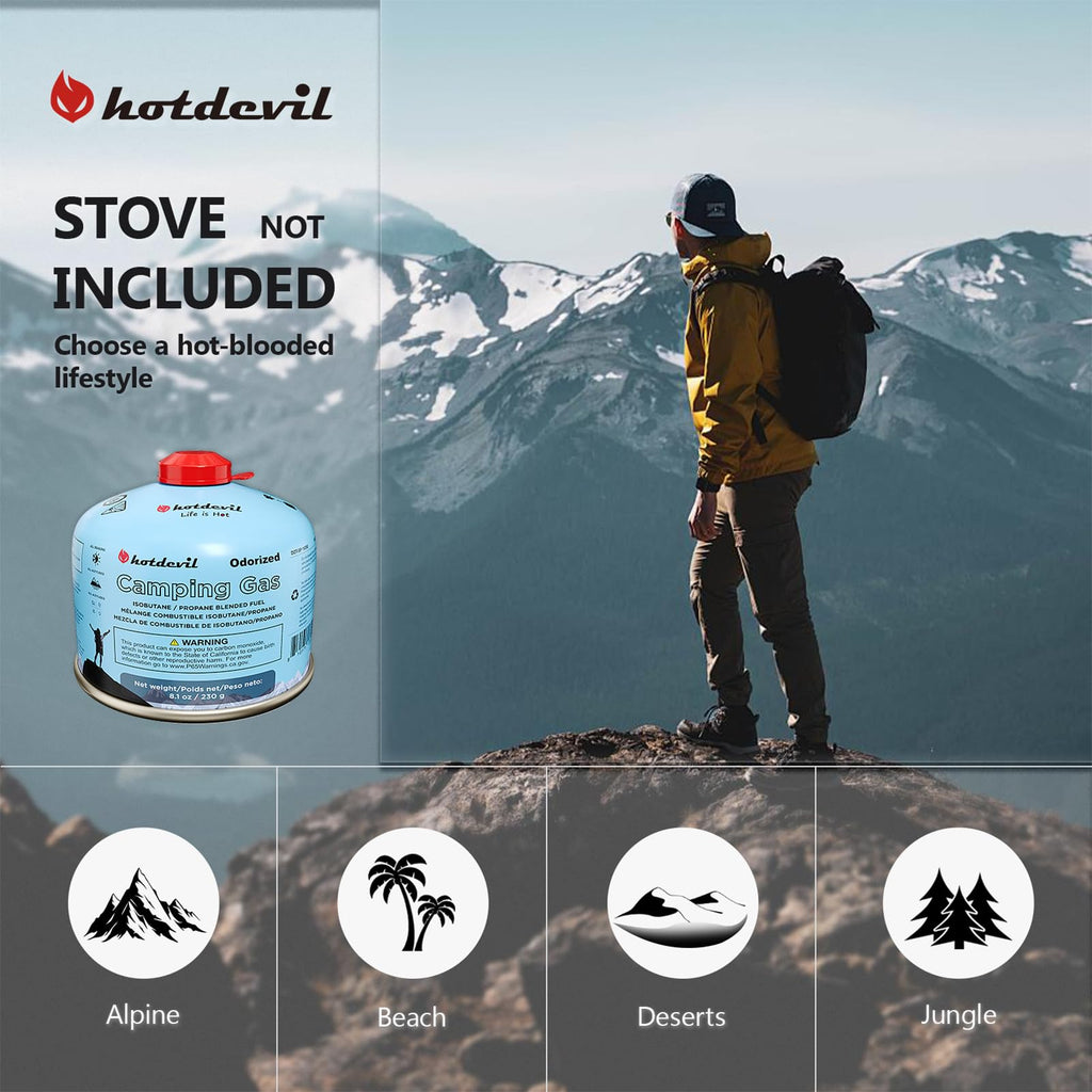 Isobutane Fuel Canister 230 Gram Camping Stove Fuel 8.1oz 4 packs O46045