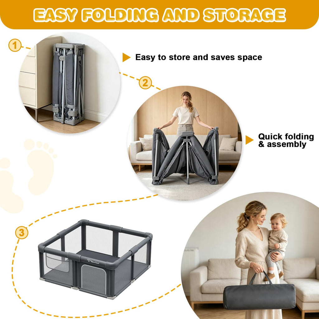 Foldable Baby Playpen with Mat G243357