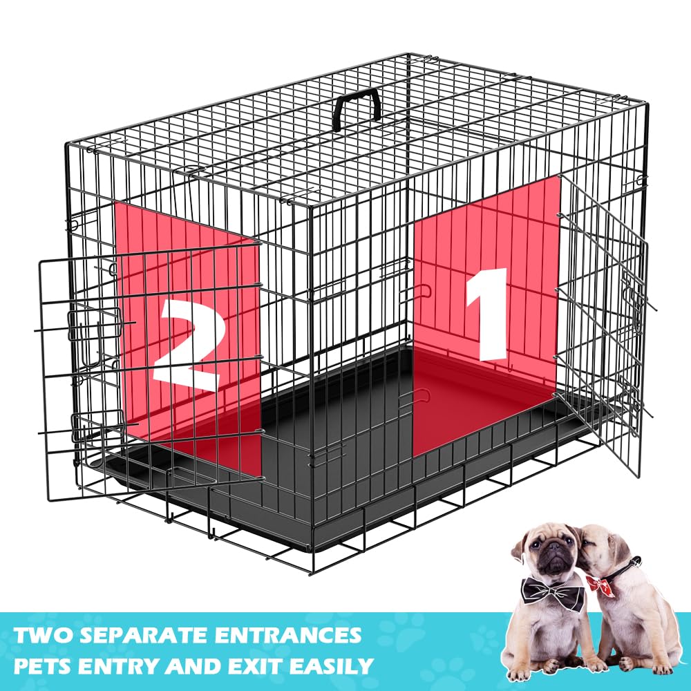 48" Foldable Metal Dog Cage with Removable Tray J8871