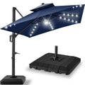 12x12ft LED Cantilever Patio Umbrella with Base and 360° Rotation U125108