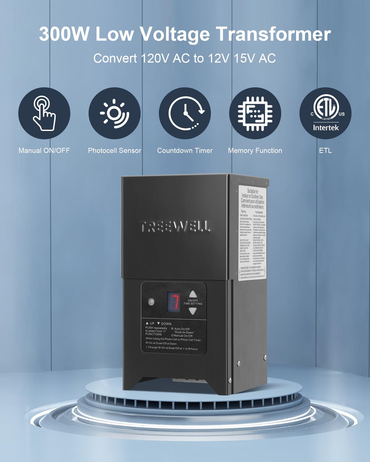 300W Low Voltage Landscape Transformer Stainless Steel Waterproof Y886