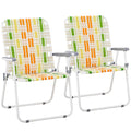 Yellow & Green Webbed Lawn Chairs Set of 2 B9457