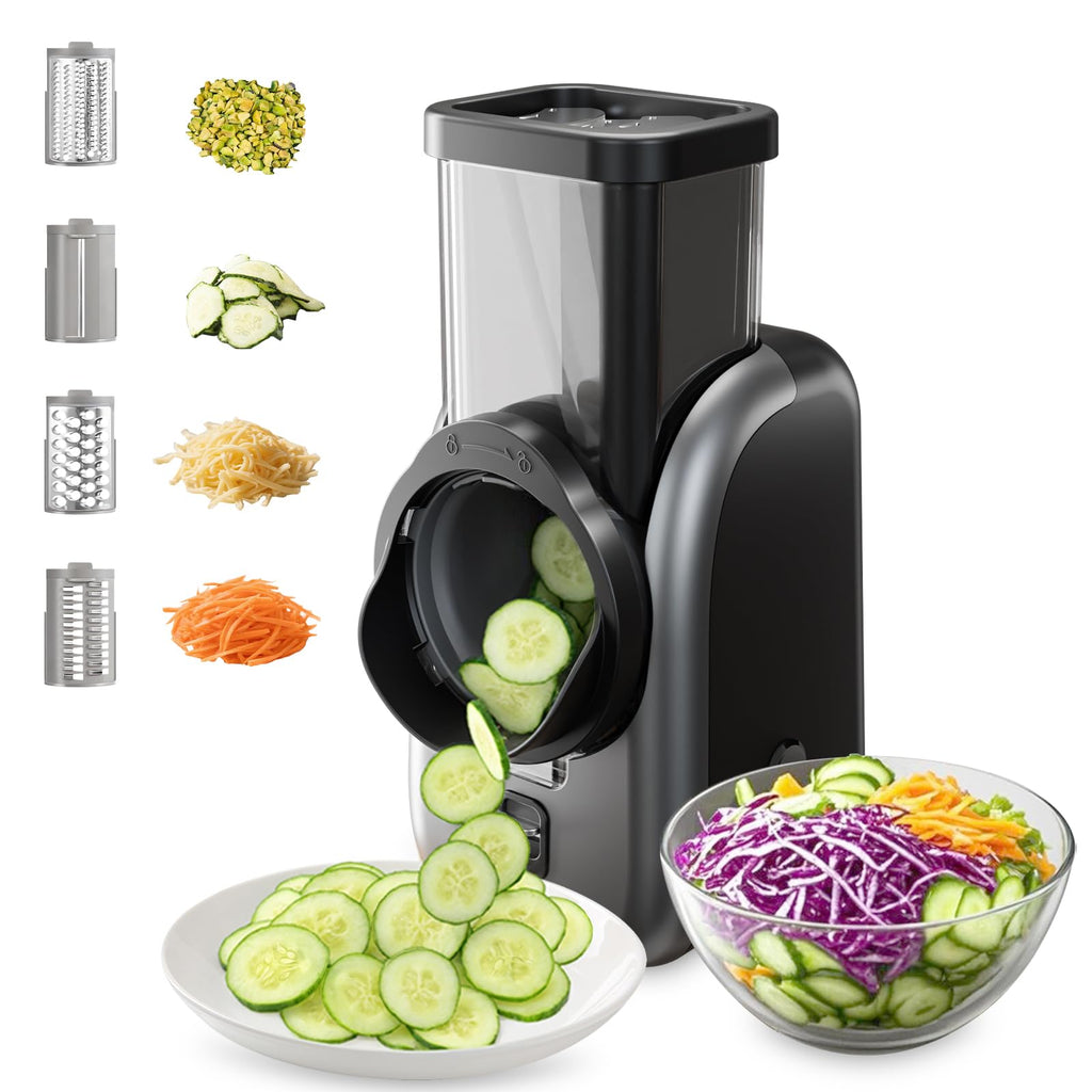 Electric Vegetable Slicer and Cheese Grater with 4 Stainless Steel Blades E6576