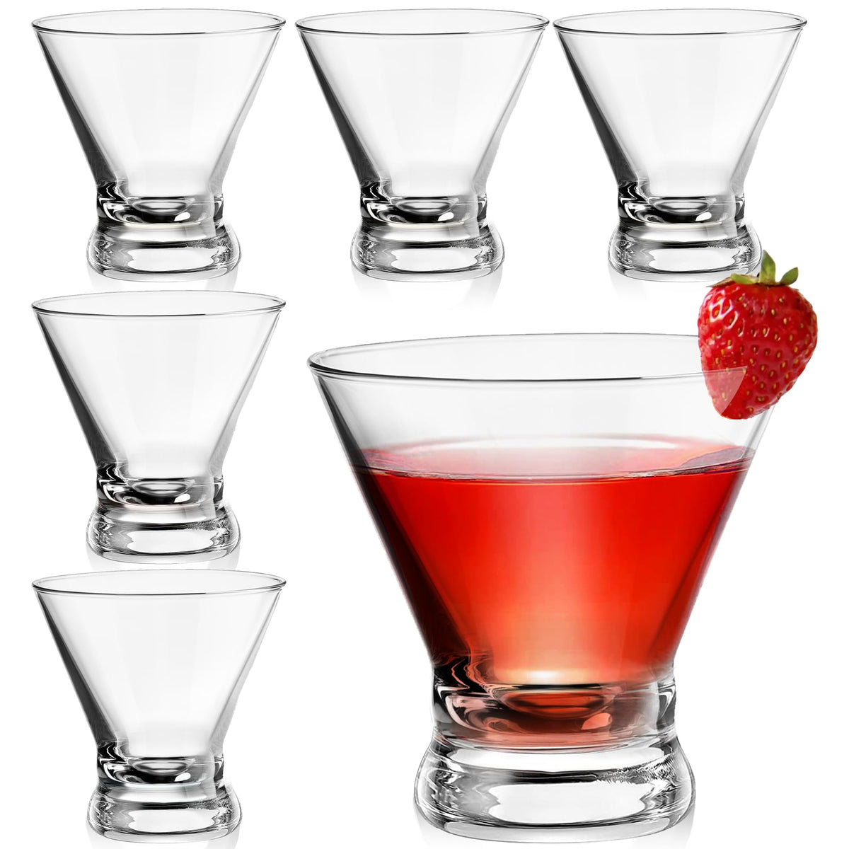 Set of 6 Stemless Martini Glasses 8 oz O607364