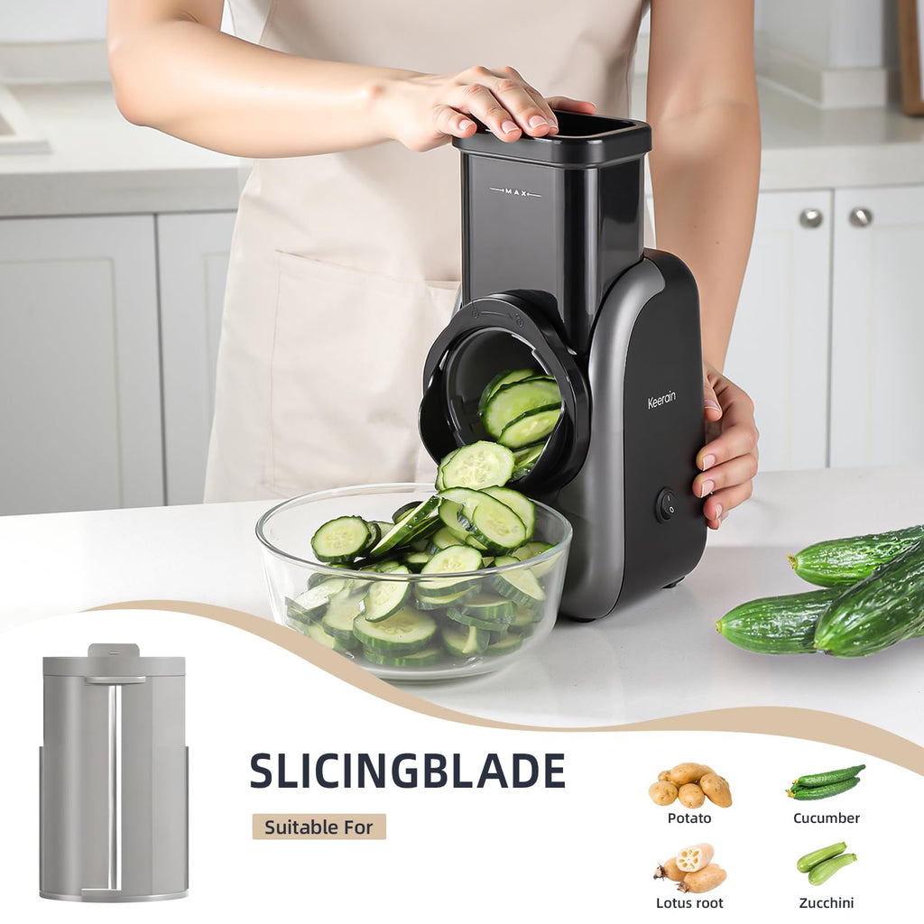 Electric Vegetable Slicer and Cheese Grater with 4 Stainless Steel Blades E6576