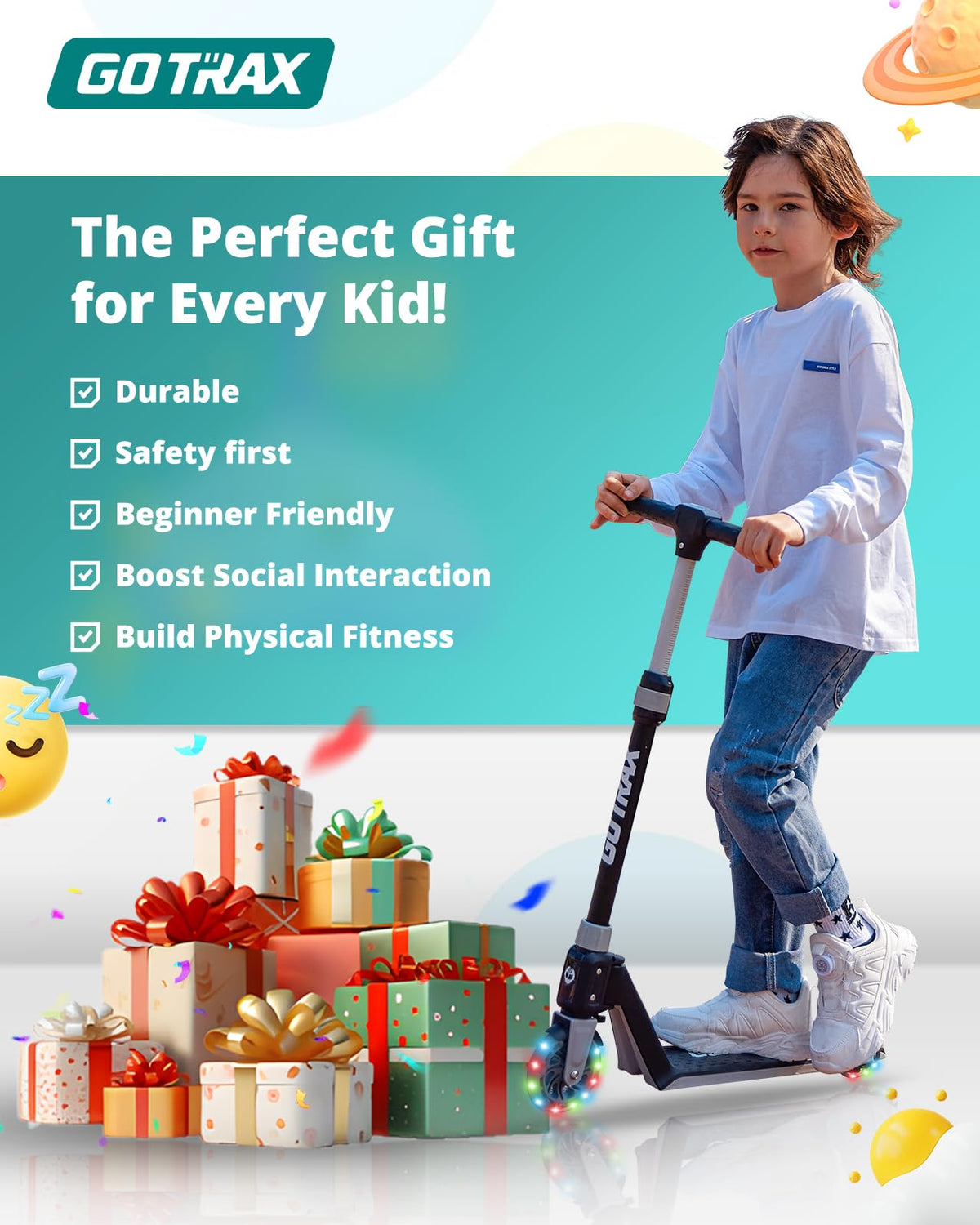 Kids Kick Scooter LED Light 2 Wheels A60843