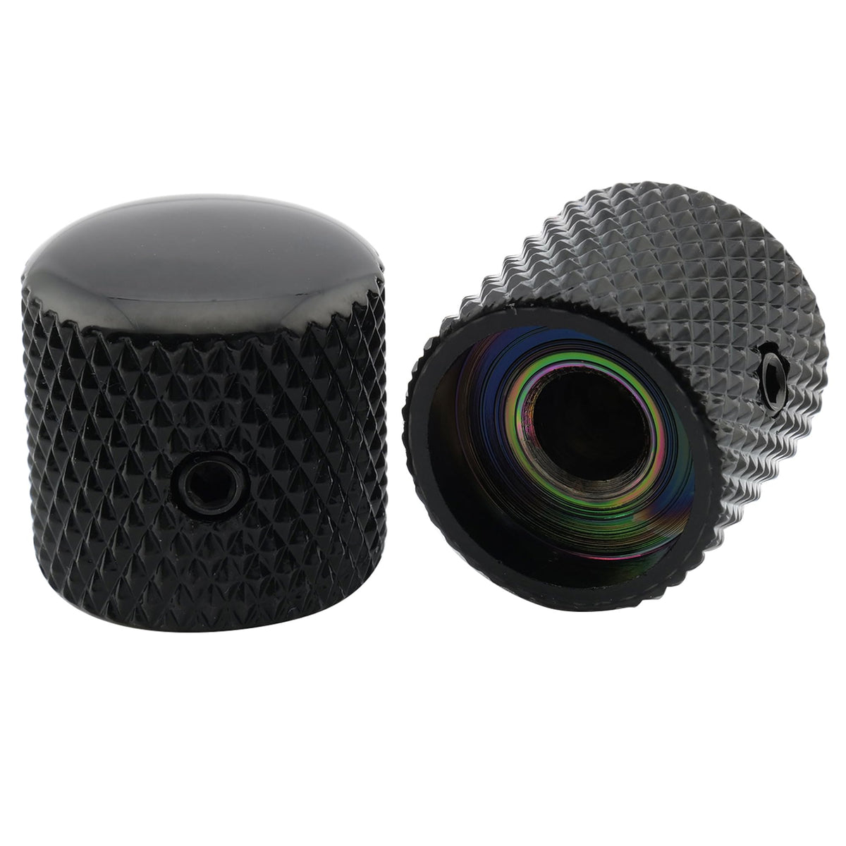 1/4 Inch Steel Dome Knob with Set Screw Black 2Pcs J791
