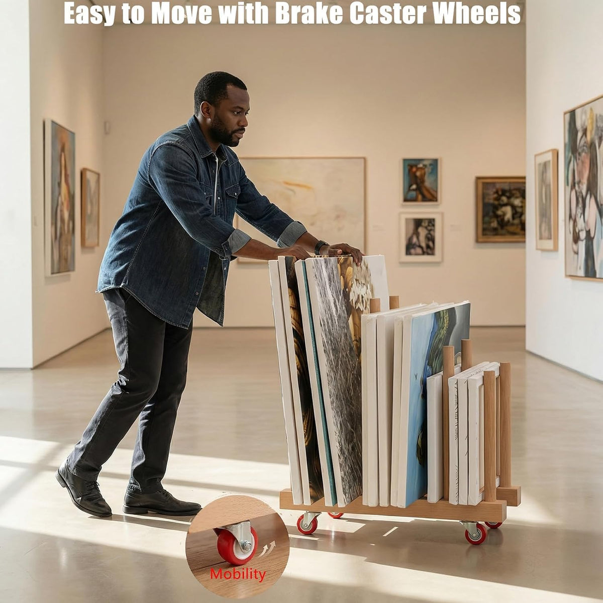 Artwork Storage Rack with Brake Caster Wheels 12in P751629