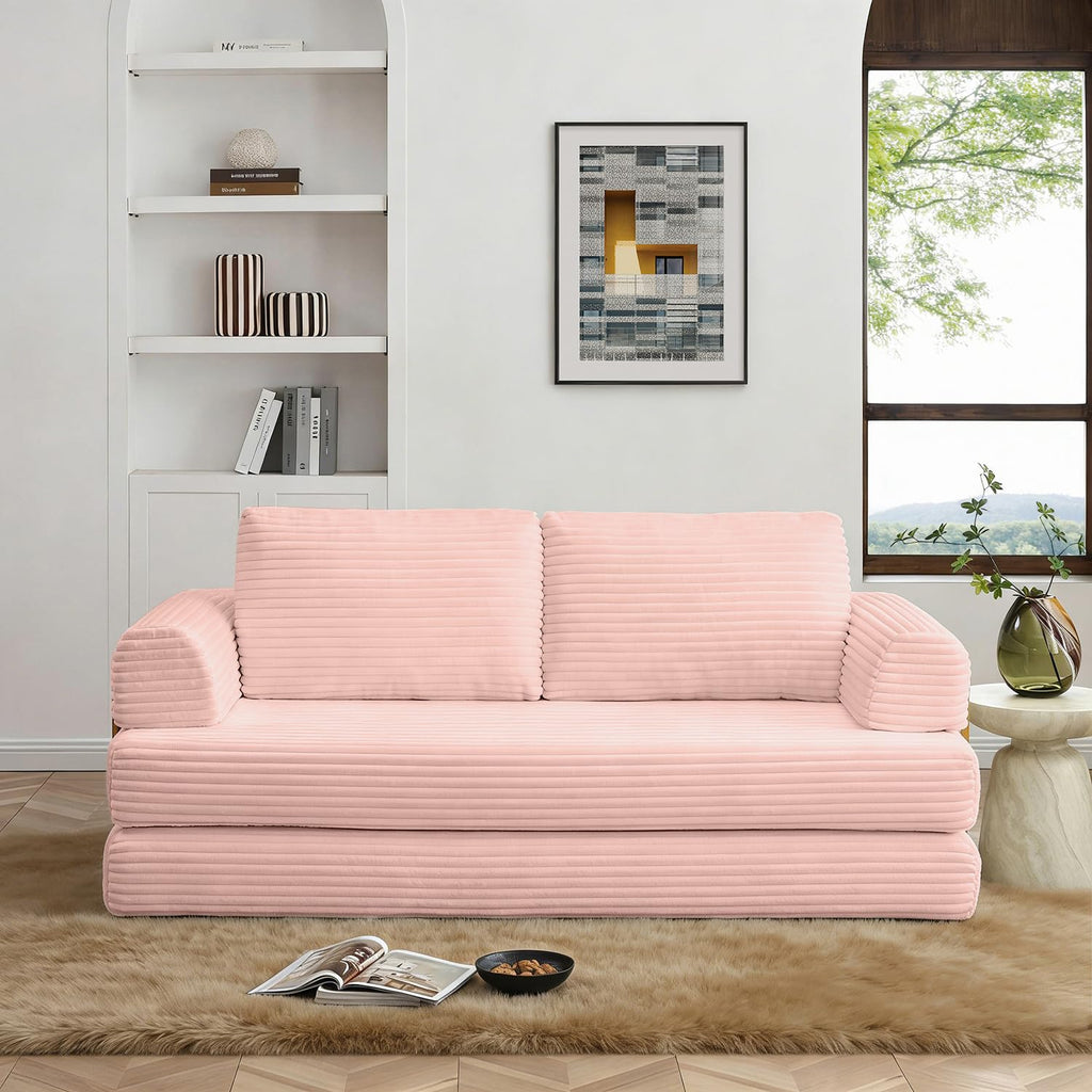 Pink Convertible Sleeper Sofa Bed E134