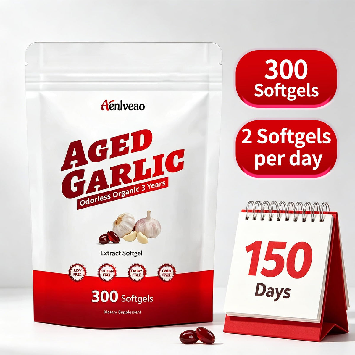 Aged Garlic Extract Supplements 300 Softgels G8209