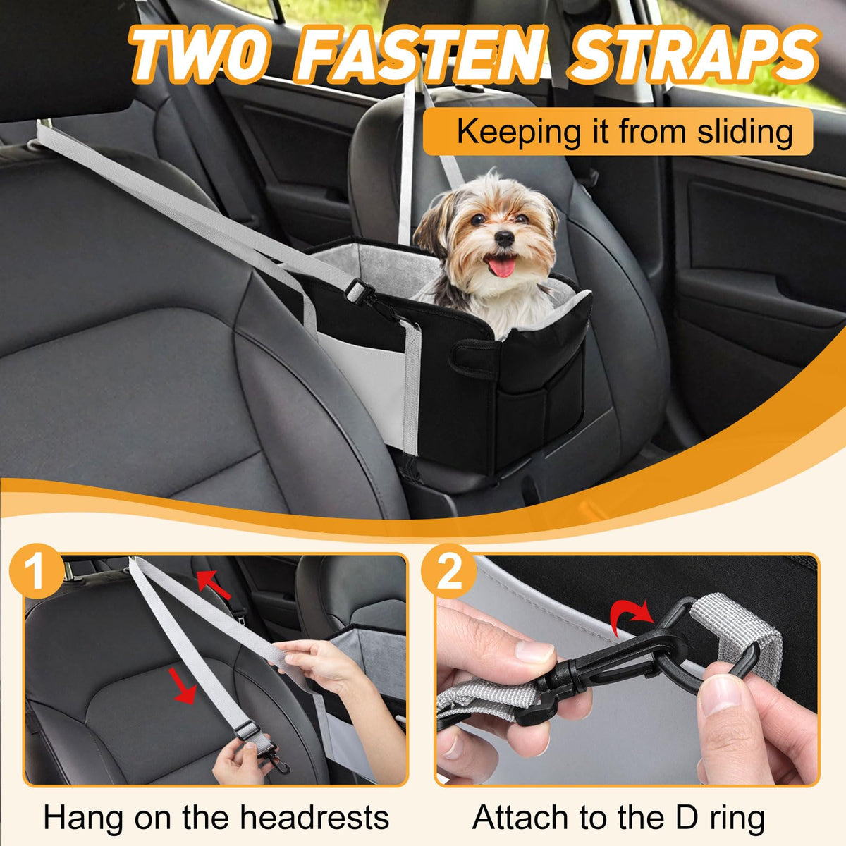 Portable Dog Car Seat for Small Dogs, Black J177651
