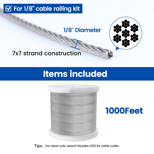 1/8" T316 Stainless Steel Cable Railing Wire Rope X194