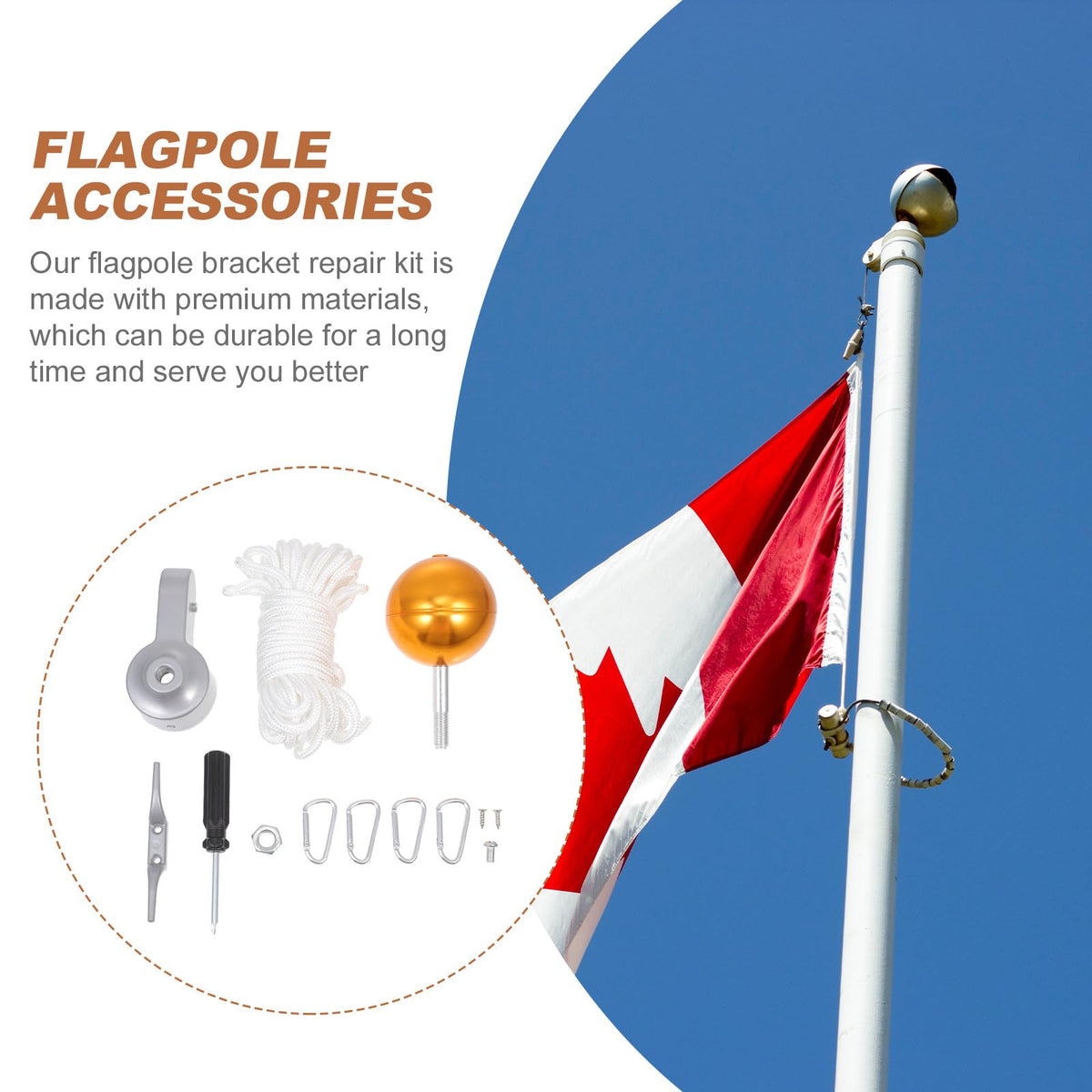 Heavy Duty Flagpole Kit Metal Repair Parts U661