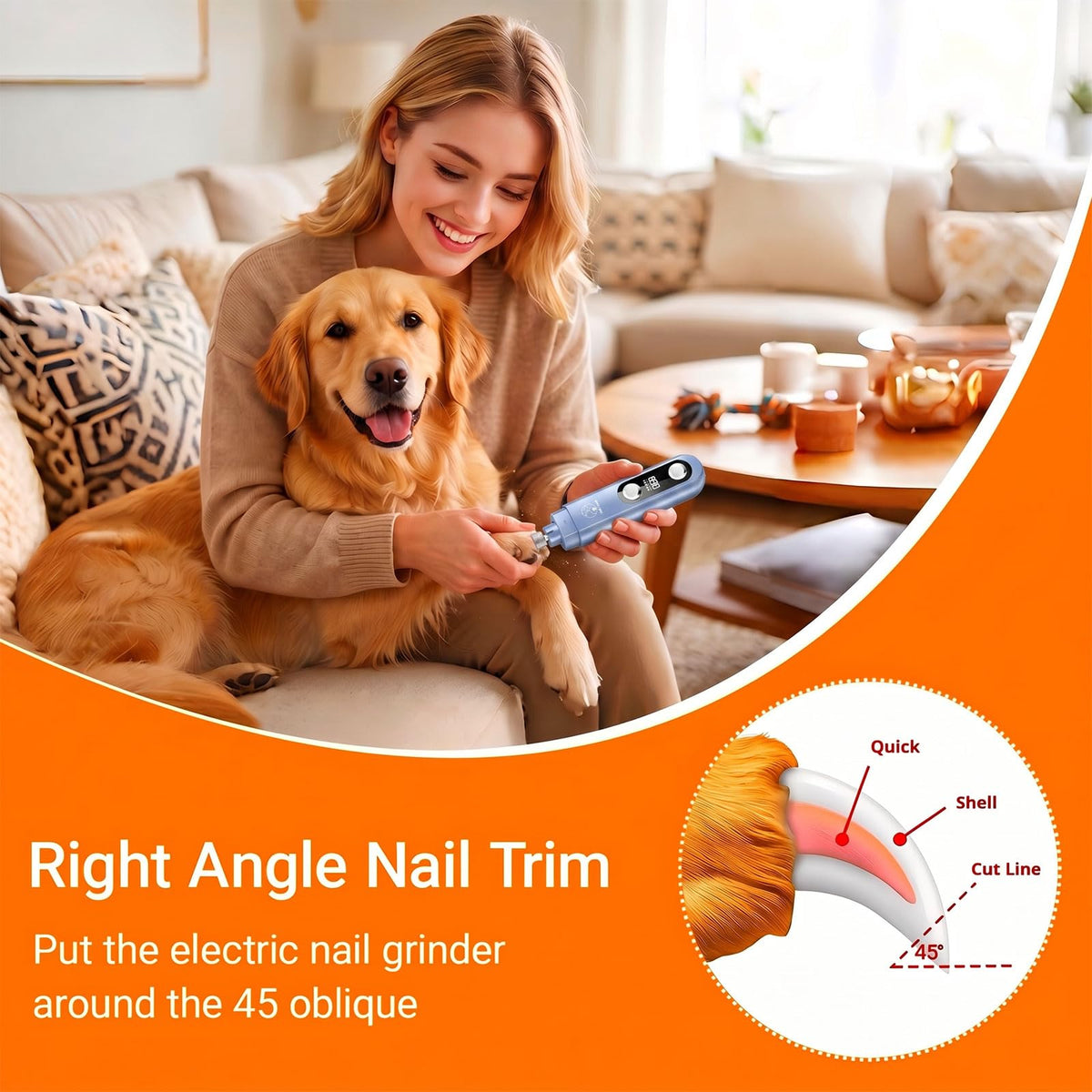 5-Speed Ultra Quiet Dog Nail Grinder with LED Light K566061