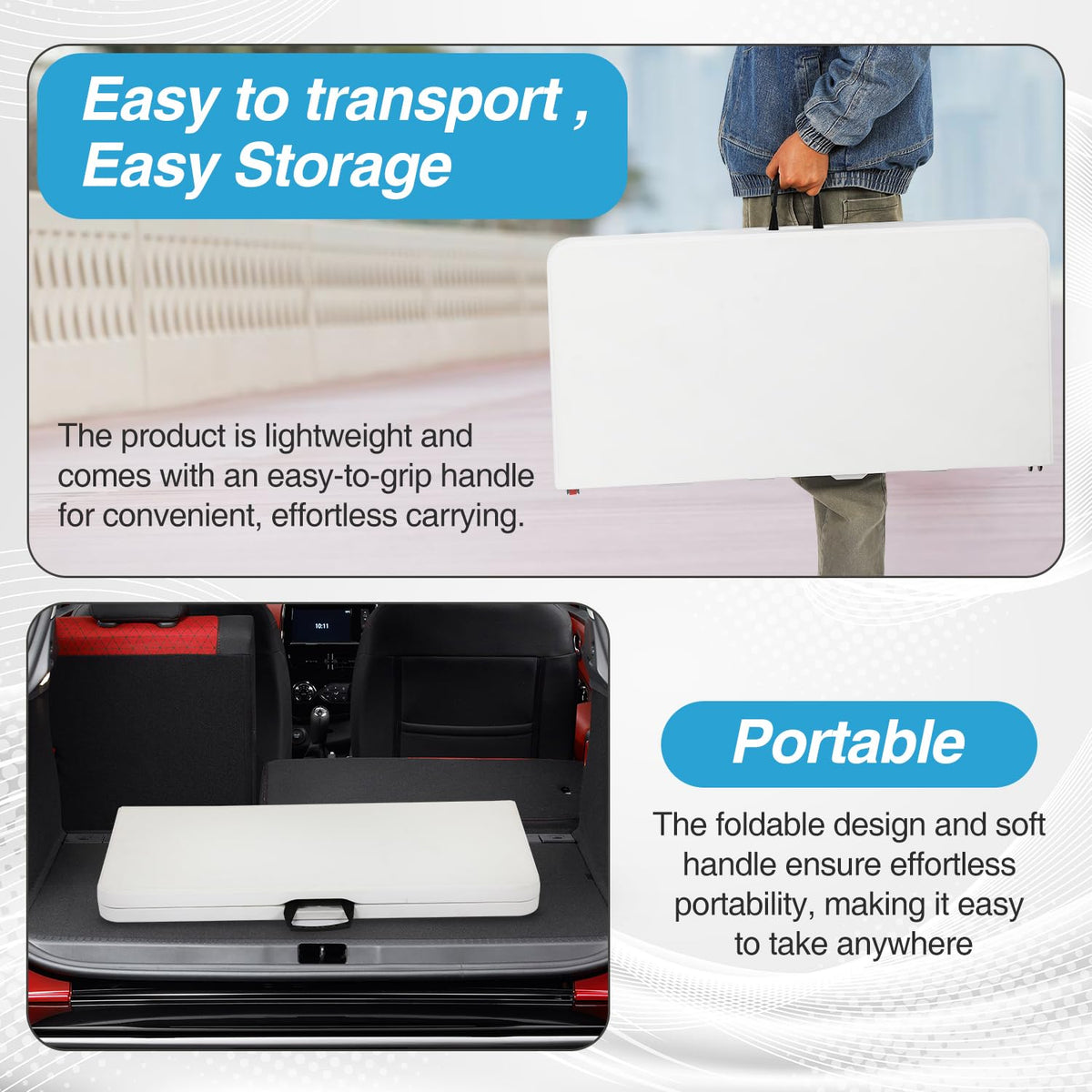 34" White Portable Plastic Folding Table I181