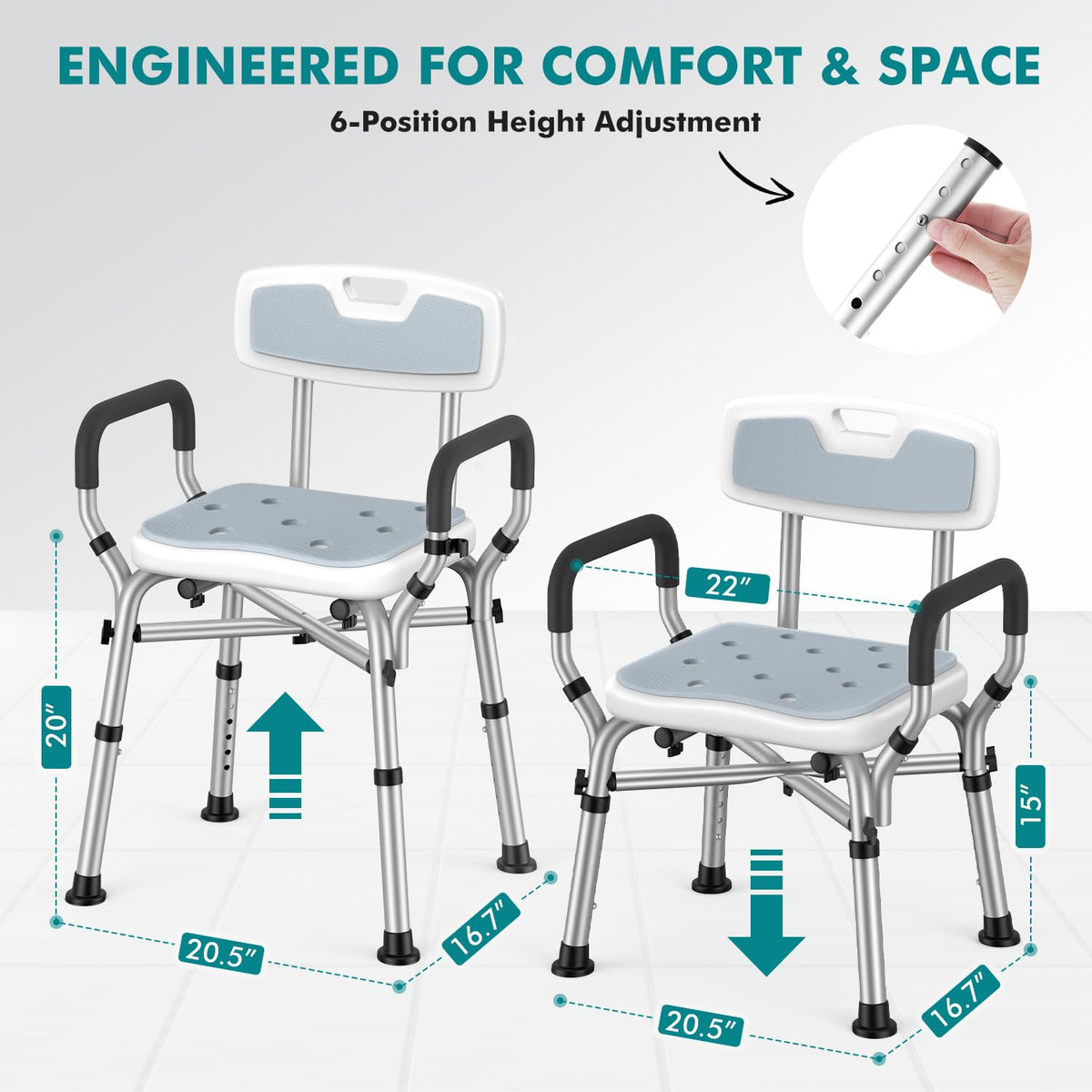 Shower Chair with Removable Arms and Back Z53216