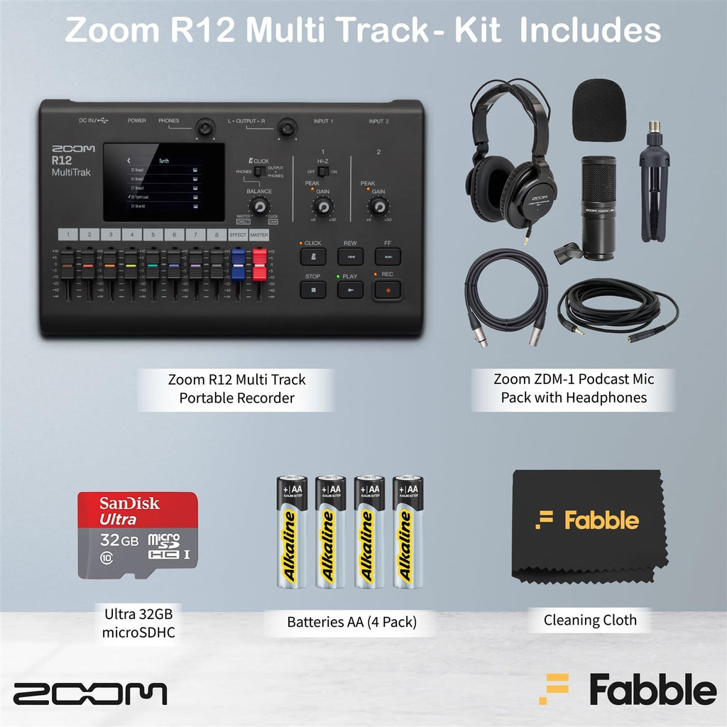Portable Recorder Bundle with Podcast Mic Pack, Headphones, Mic Stand, XLR Cable, Foam Windscreen, Batteries and 32GB microSD Card B840