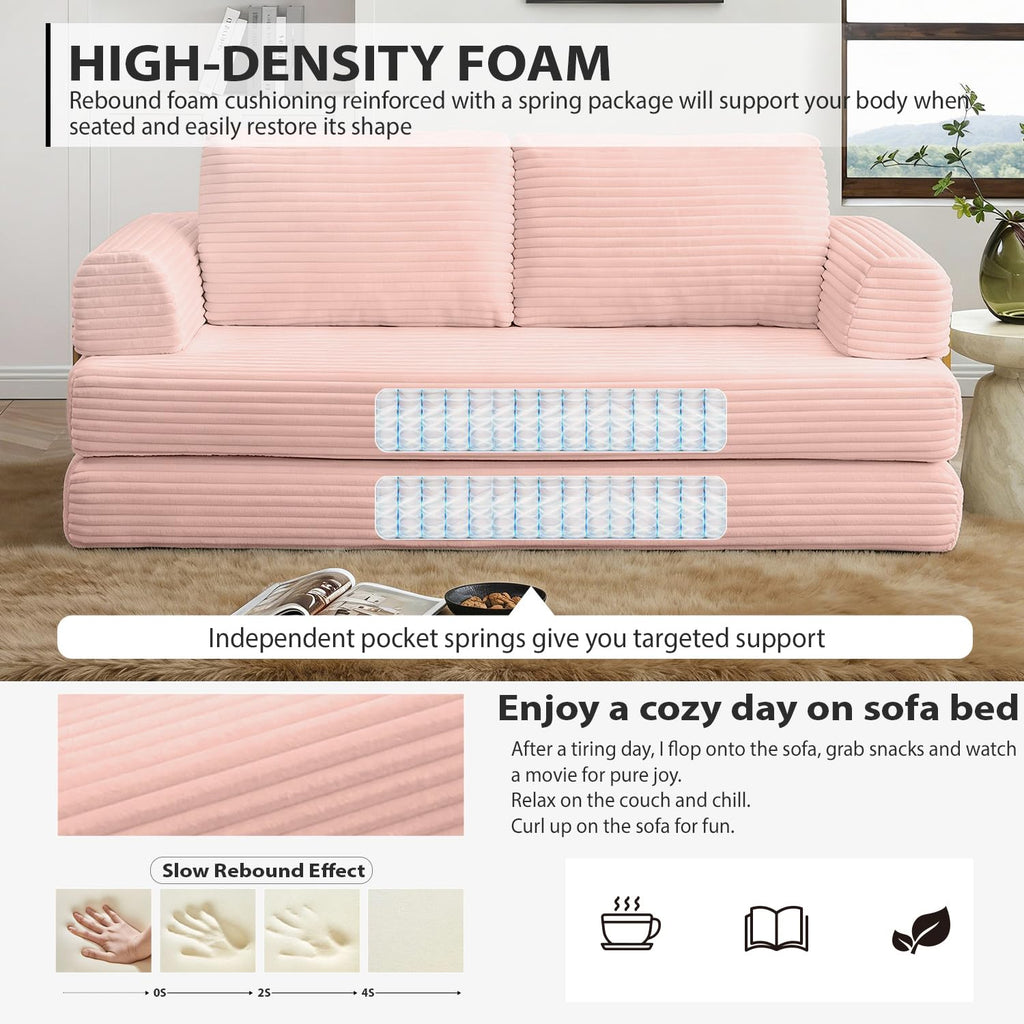 Pink Convertible Sleeper Sofa Bed E134