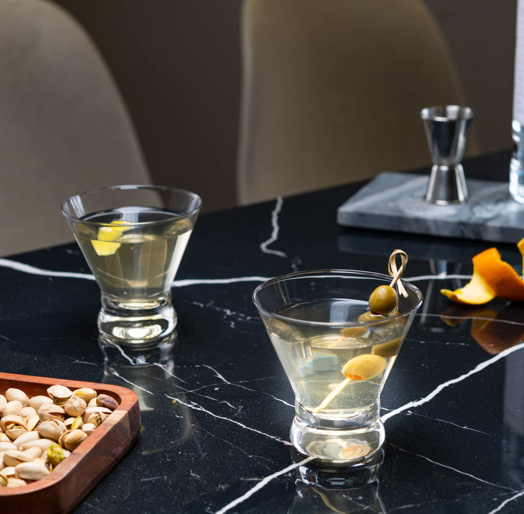 Set of 6 Stemless Martini Glasses 8 oz O607364