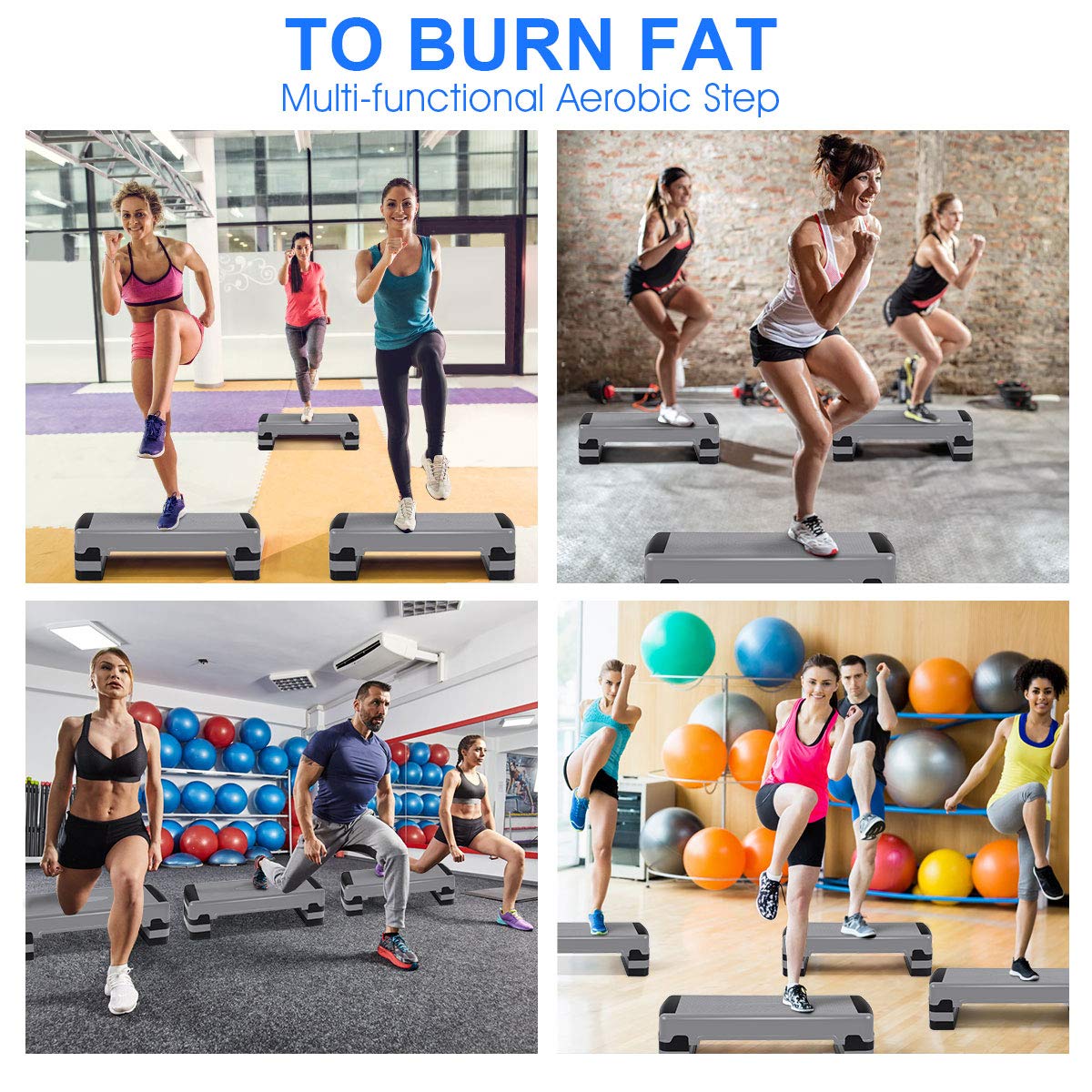 35" Height-Adjustable Non-Slip Aerobic Step Platform P47609