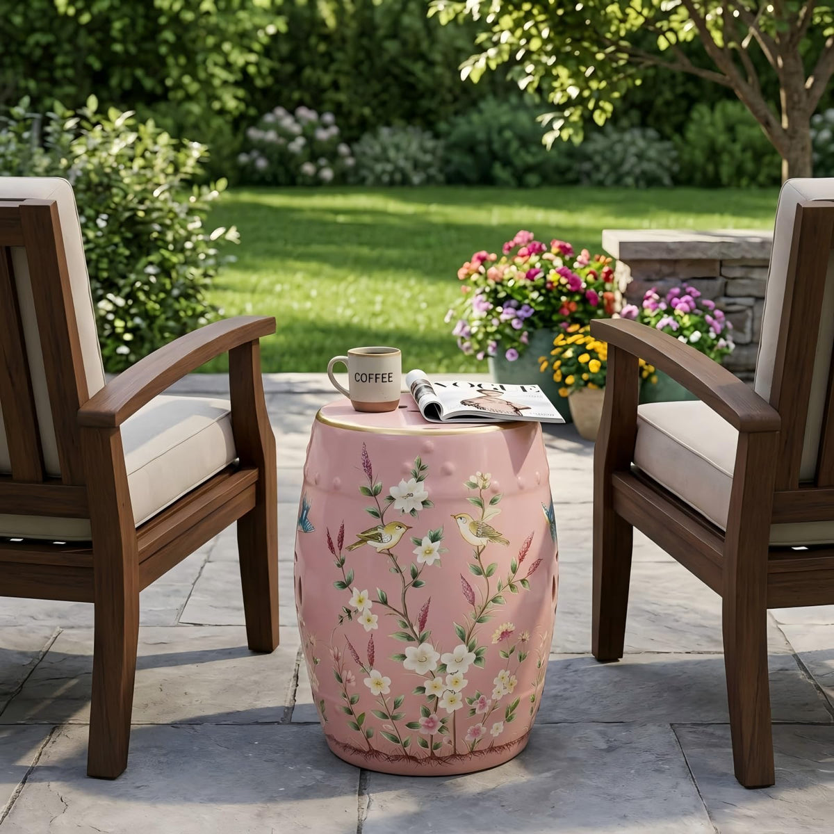 Hand-Painted Ceramic Garden Stool H1131