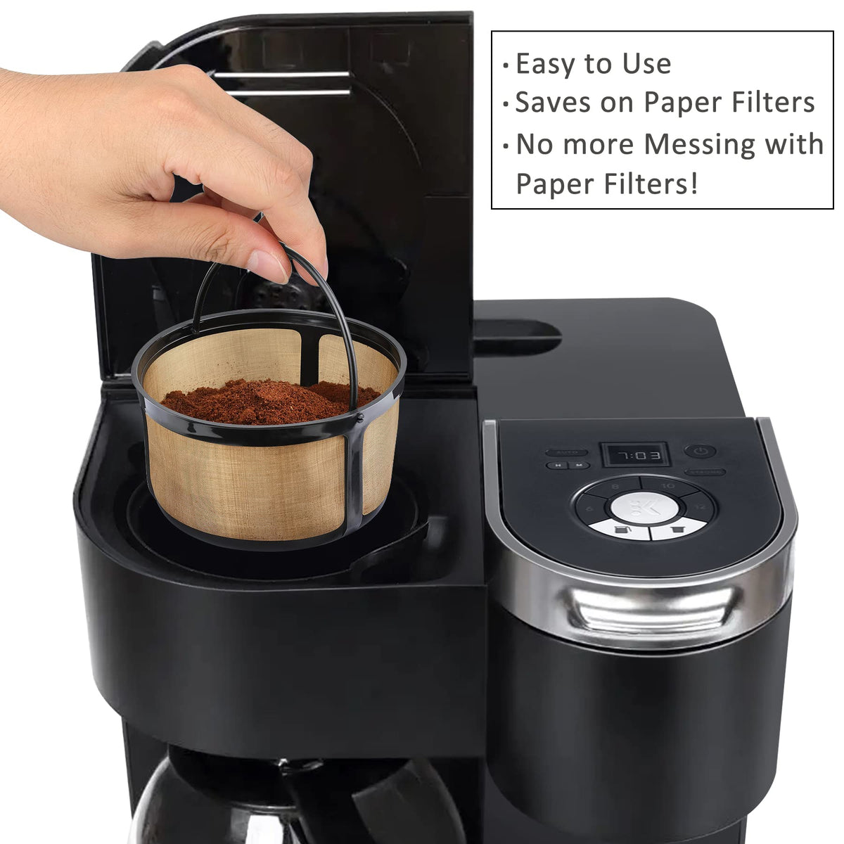8-12 Cup Reusable Gold Mesh Coffee Filter C136