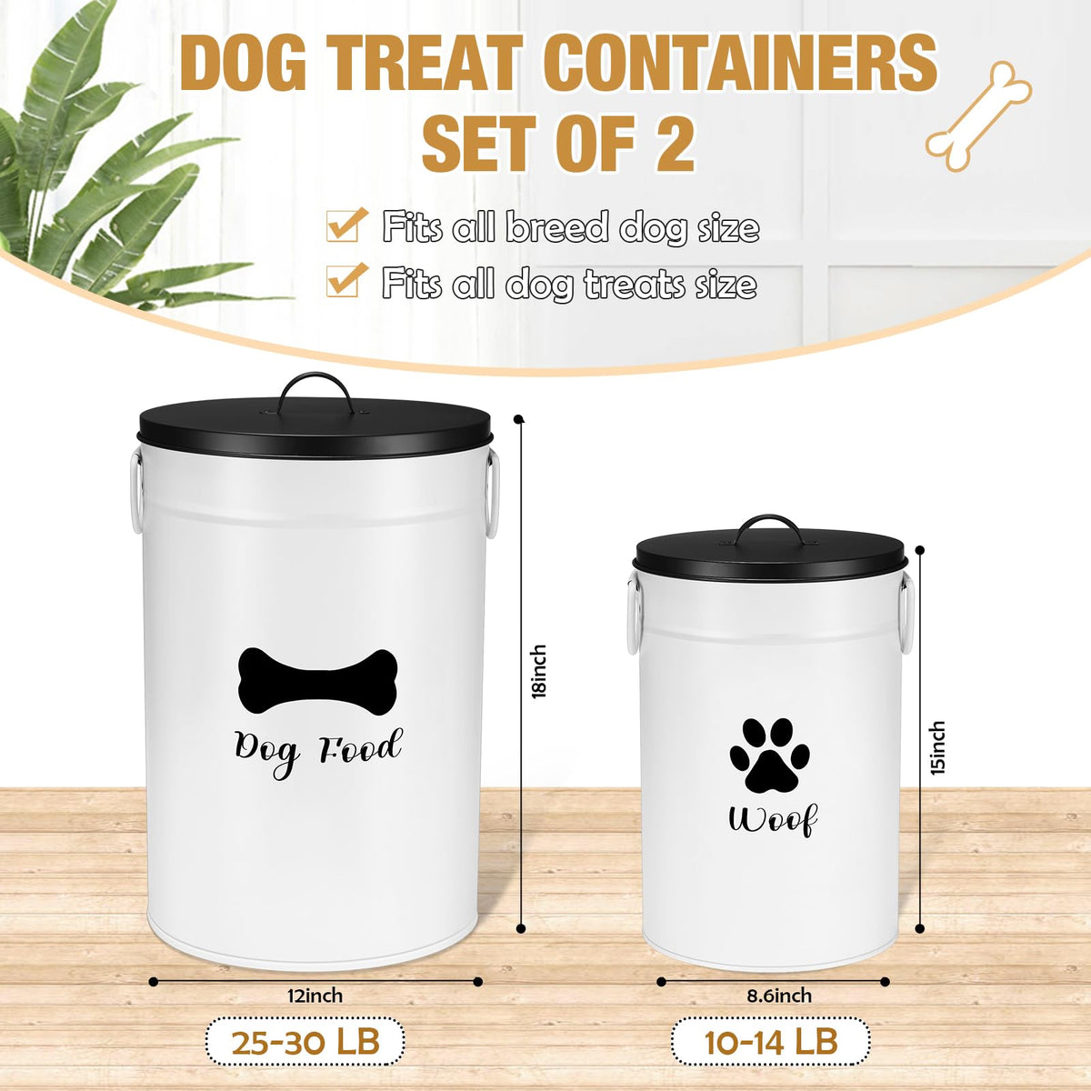 White Metal Dog Food Storage Containers Y210623