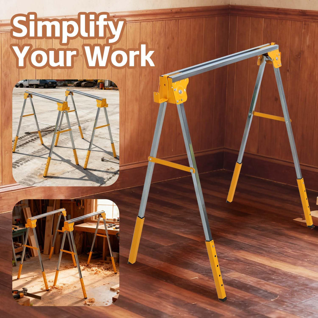 Adjustable Folding Steel Sawhorse 2 Pack R897426