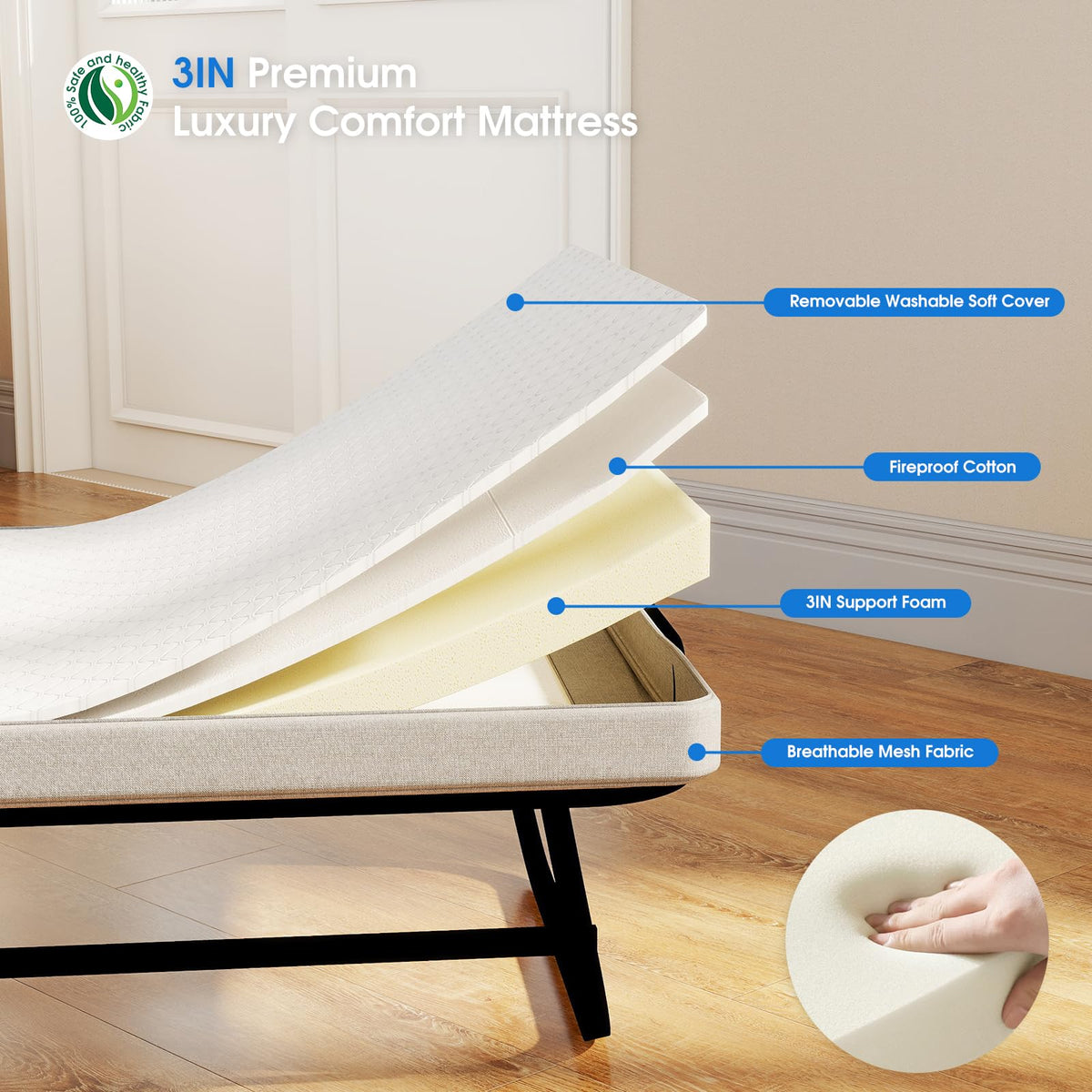 Folding Bed with Mattress P70017